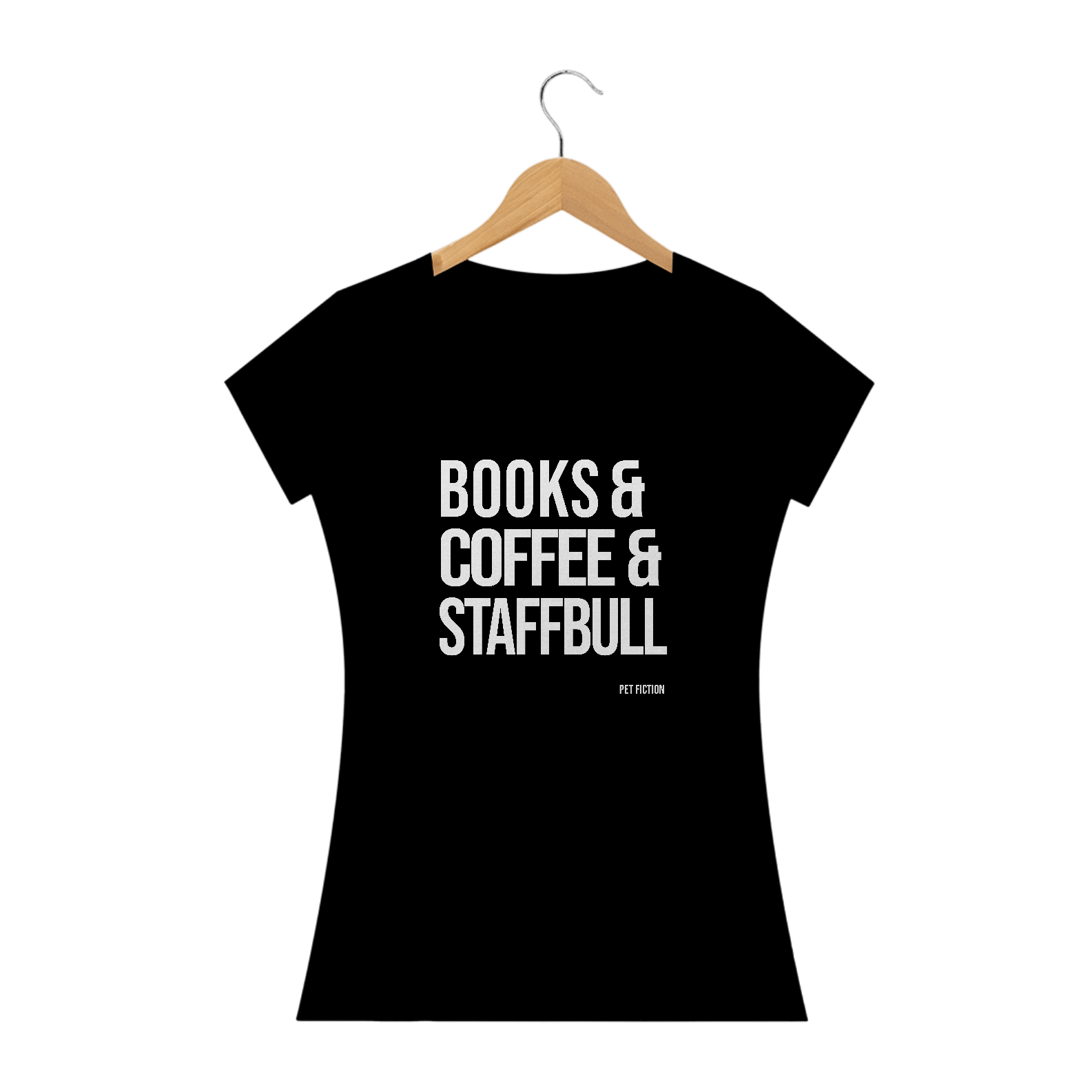 Nome do produto: BOOKS COFFEE STAFFBULL MALHA AVELUDADA - BABY LOOK