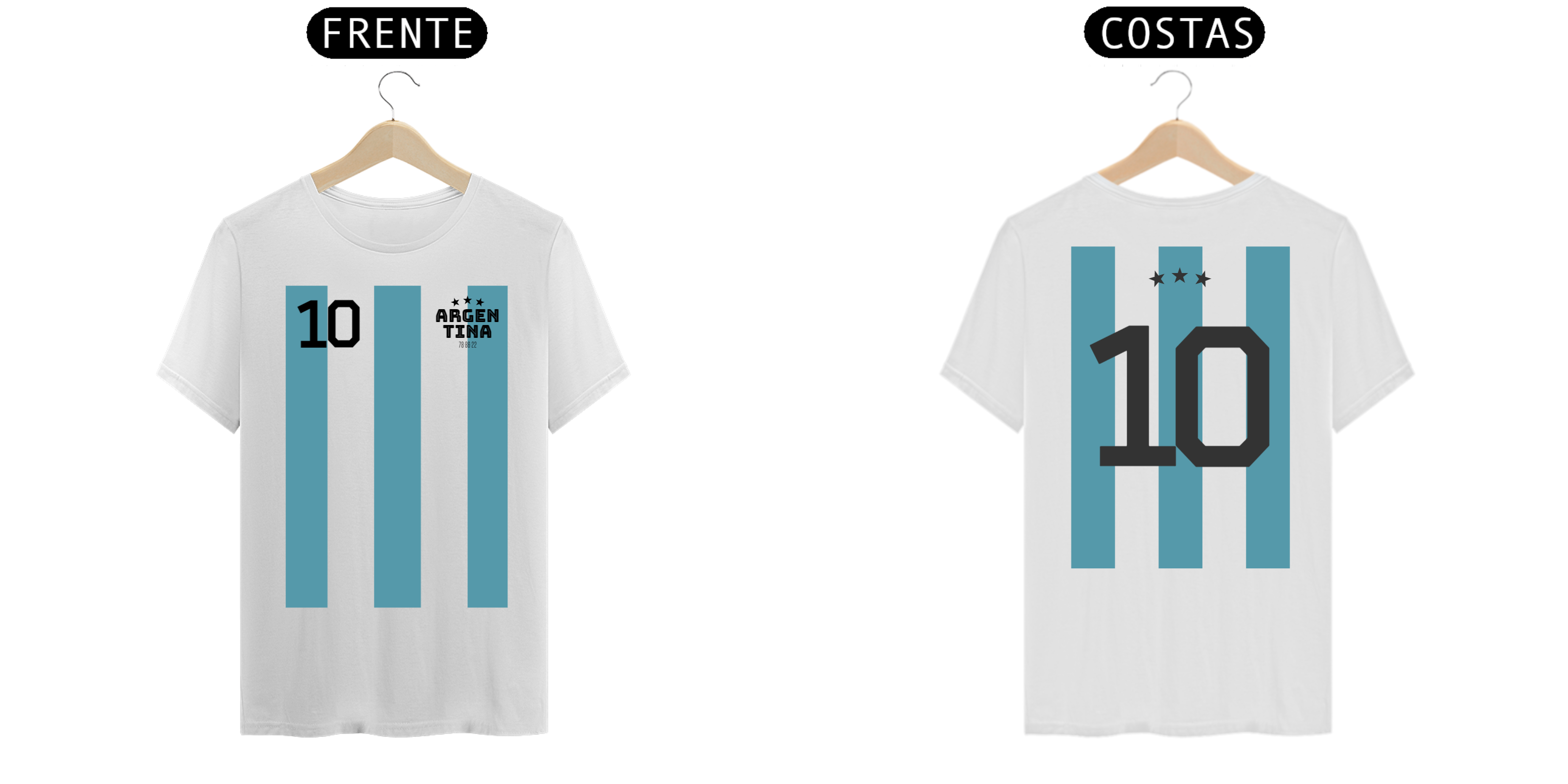 Nome do produto: Camisa 10 Argentina Frente/Costas - #ARGFV1WH