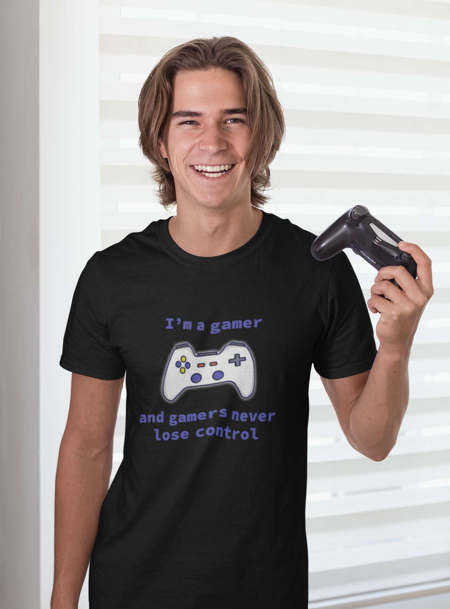Nome do produto: Camisa Preta Gamers Never Lose Control