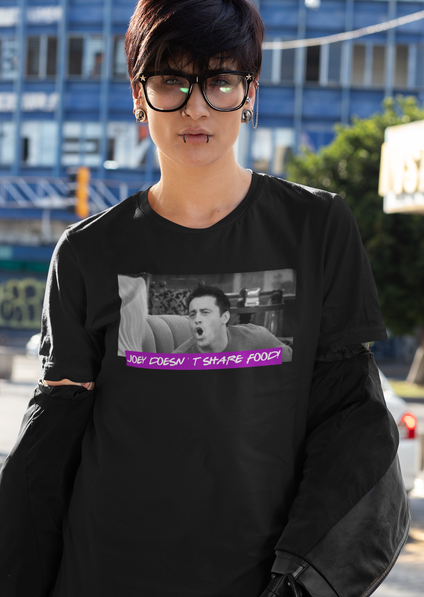 Nome do produto: Camisa Preta Friends - Joey Doesn\'t Share Food