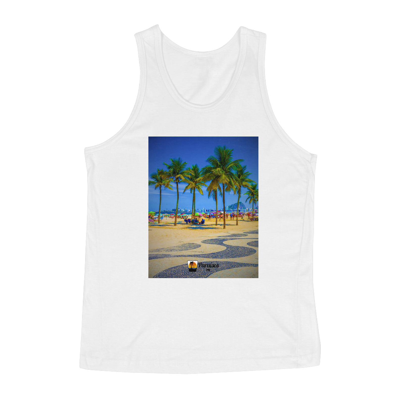 Nome do produto: Regata Copacabana é o meu paraíso