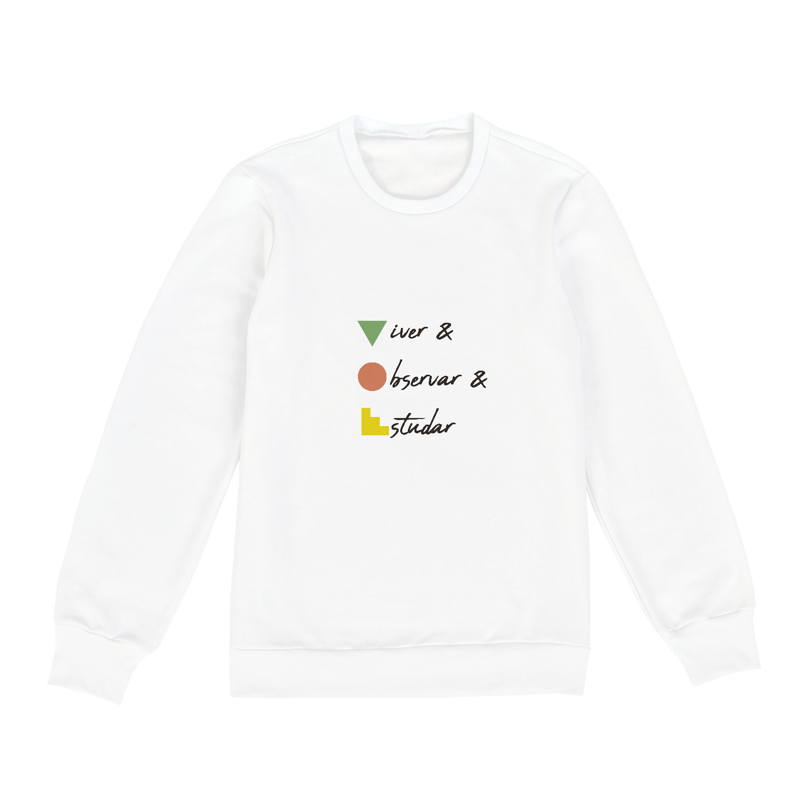 Nome do produto: Moletom Branco Viver Observar Estudar