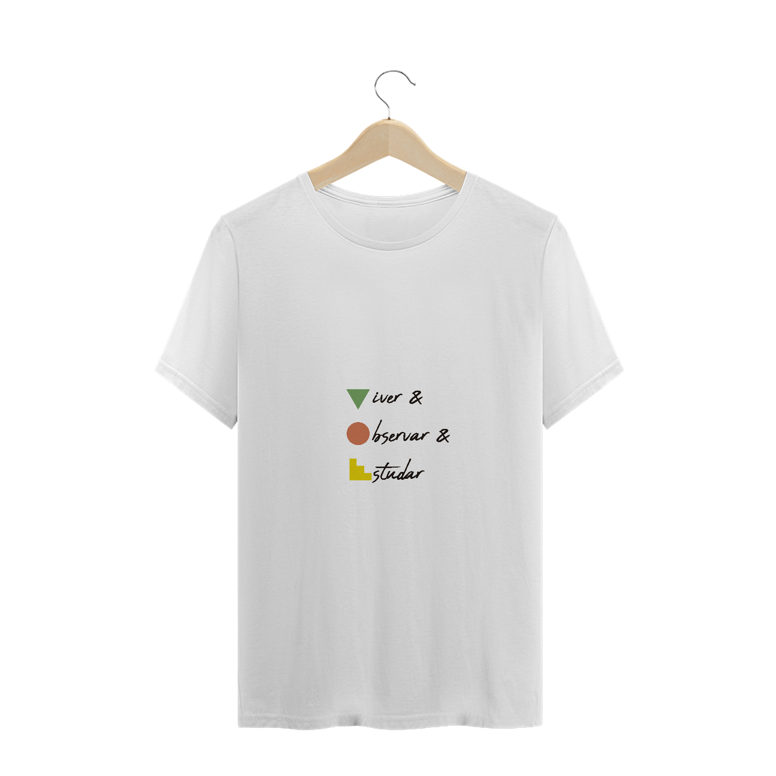 Nome do produto: Camiseta Colorida Viver Observar Estudar
