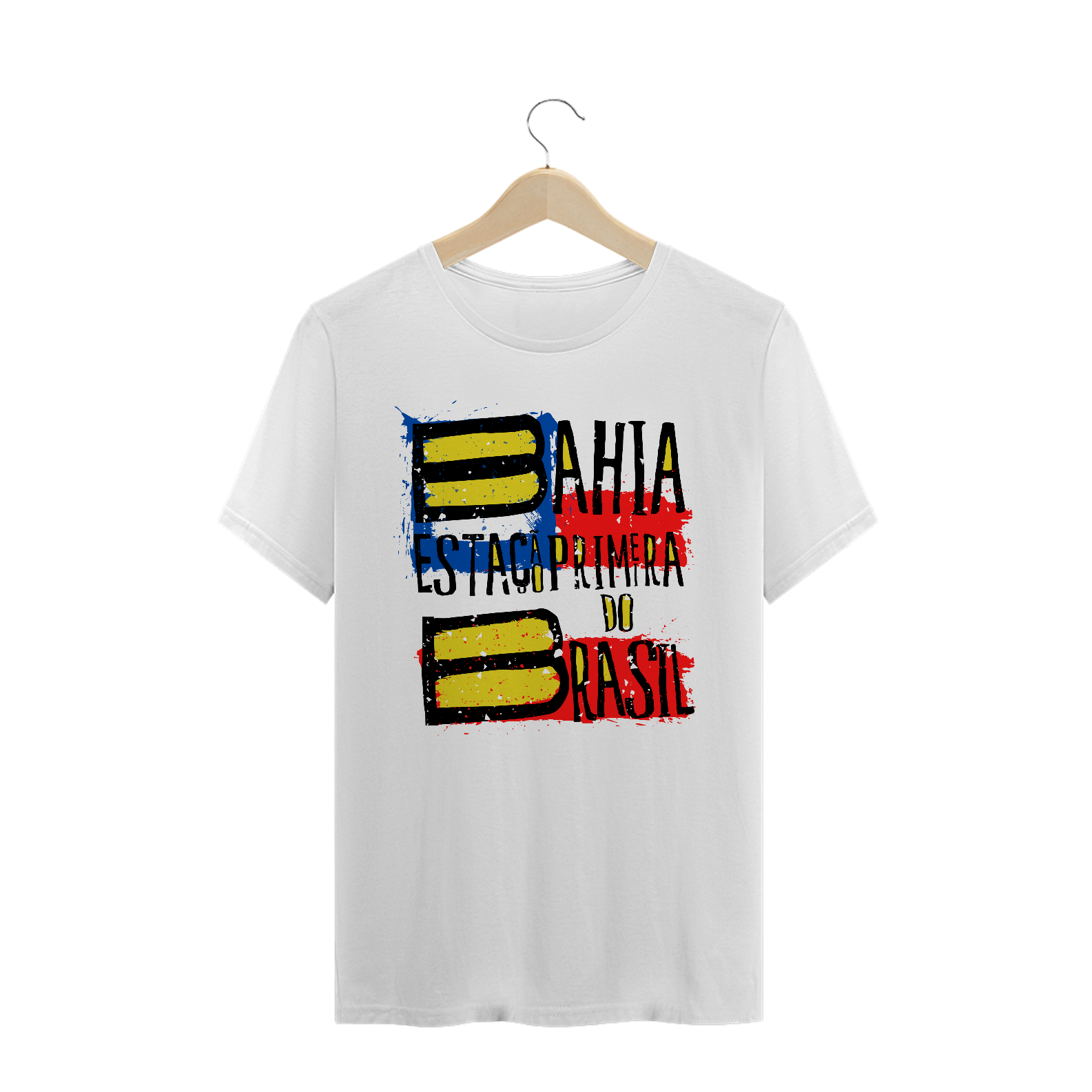 Nome do produto: Camiseta  Branca Masculina: Bahia, estação primeira do Brasil