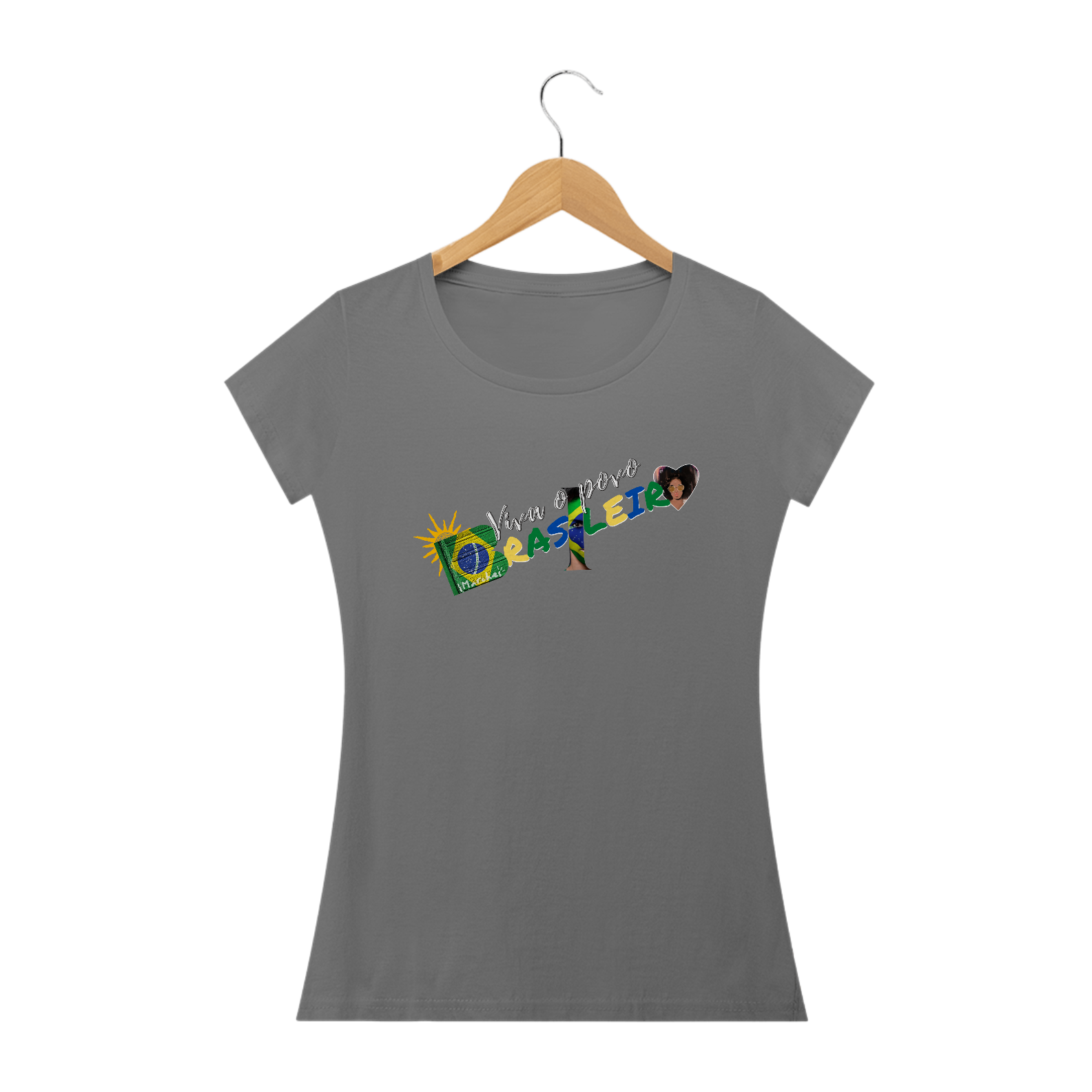 Nome do produto: Camiseta Feminina  Viva o Povo Brasileiro