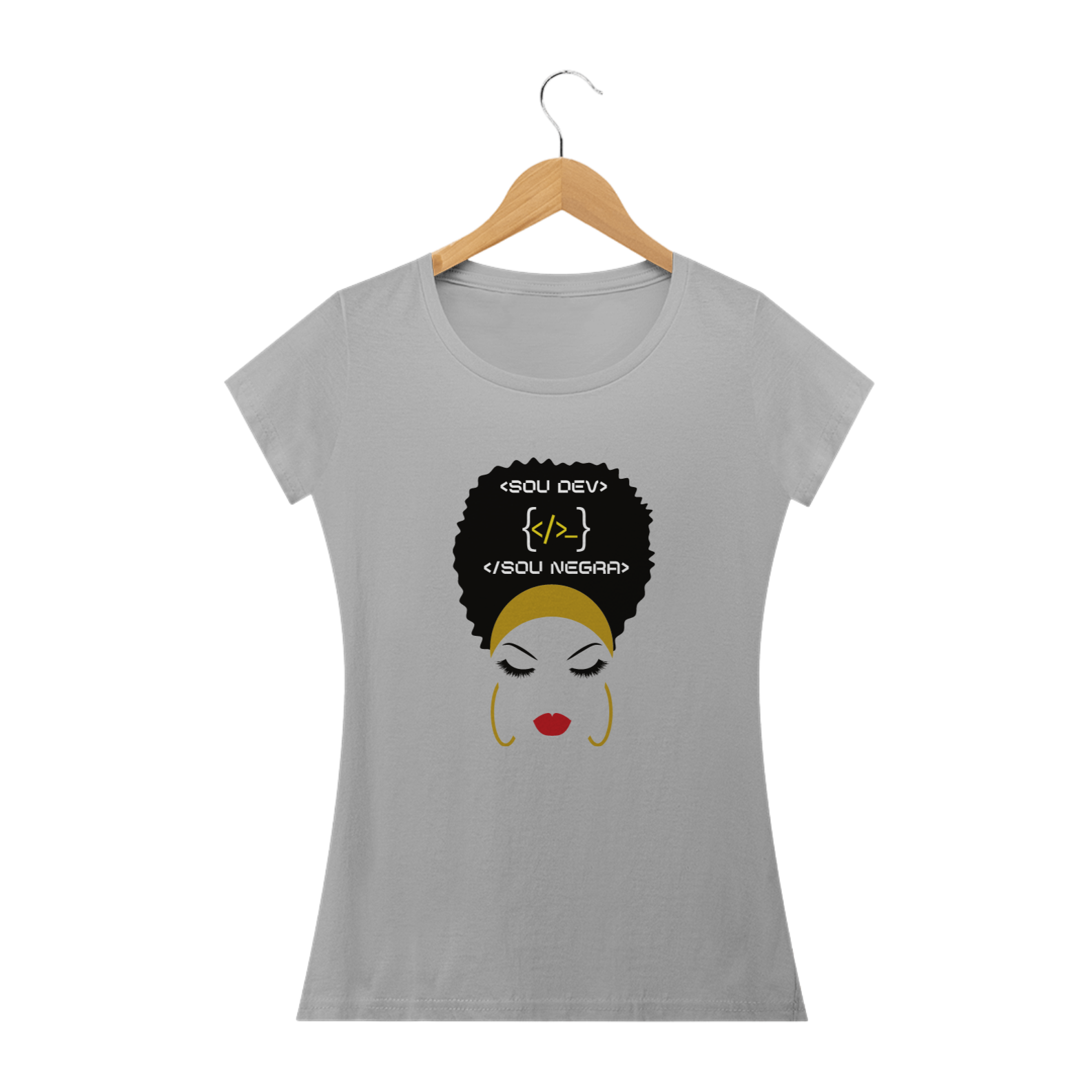 Nome do produto: Camiseta Feminina Sou DEV, Sou Negra