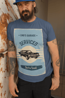 CAMISETA MASCULINA AZUL MARINHO ESTONADA  LINO