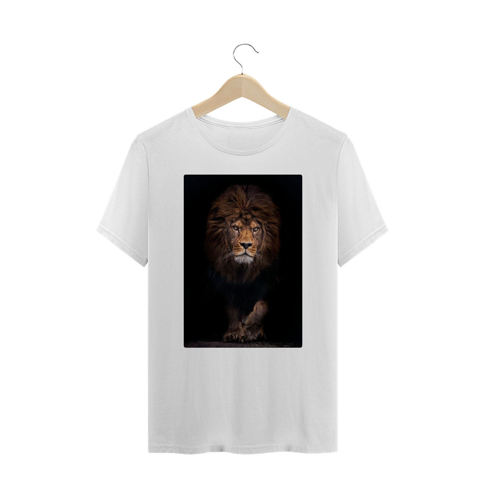 Nome do produto: Camiseta Plus Size Gospel - Leão de Pé