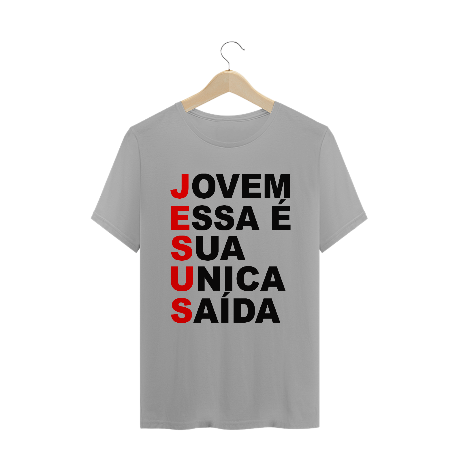 Nome do produto: Camiseta T-Shirt Gospel - Jovem Essa é Sua Única Saída