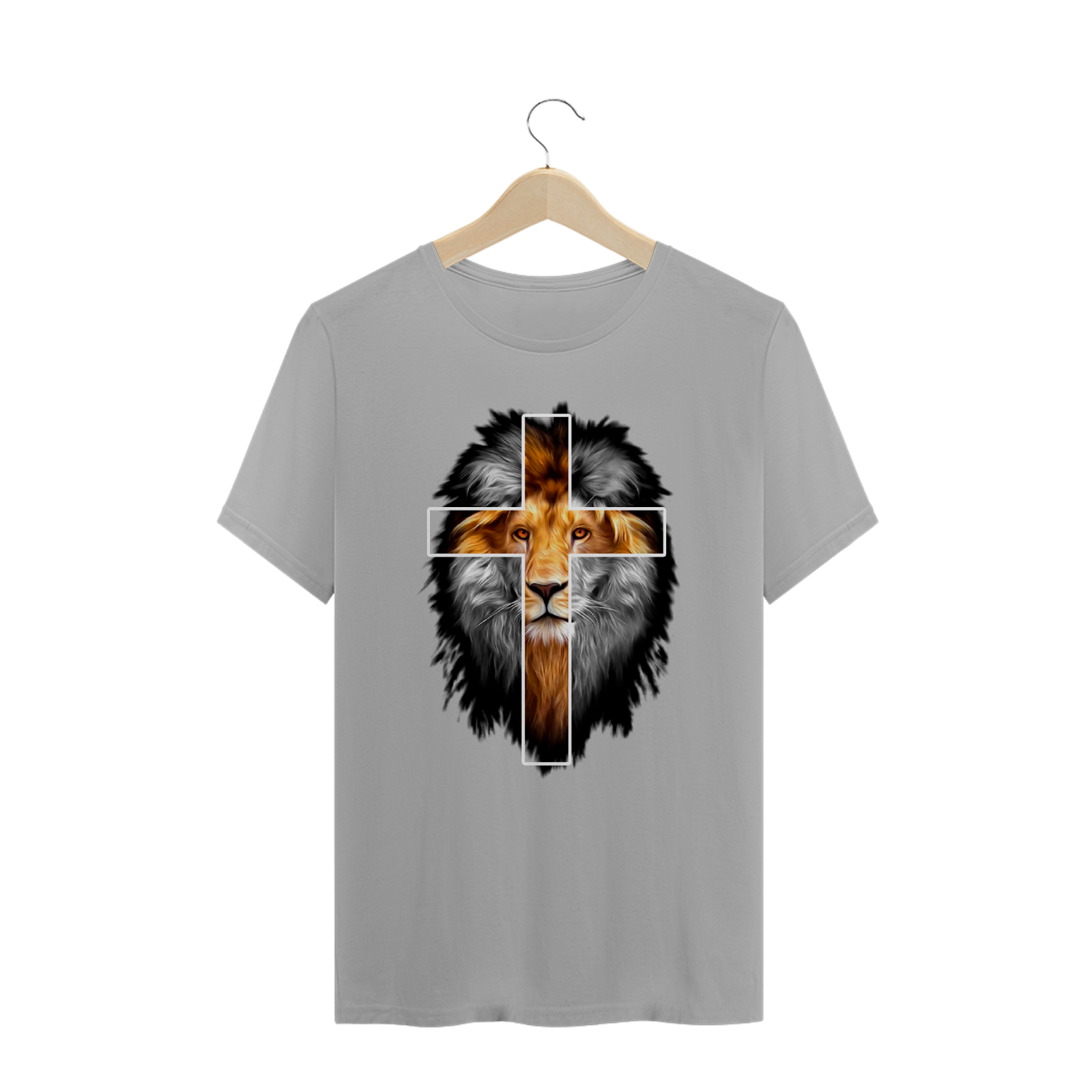 Nome do produto: Camiseta Plus Size Gospel -Leão e Cruz