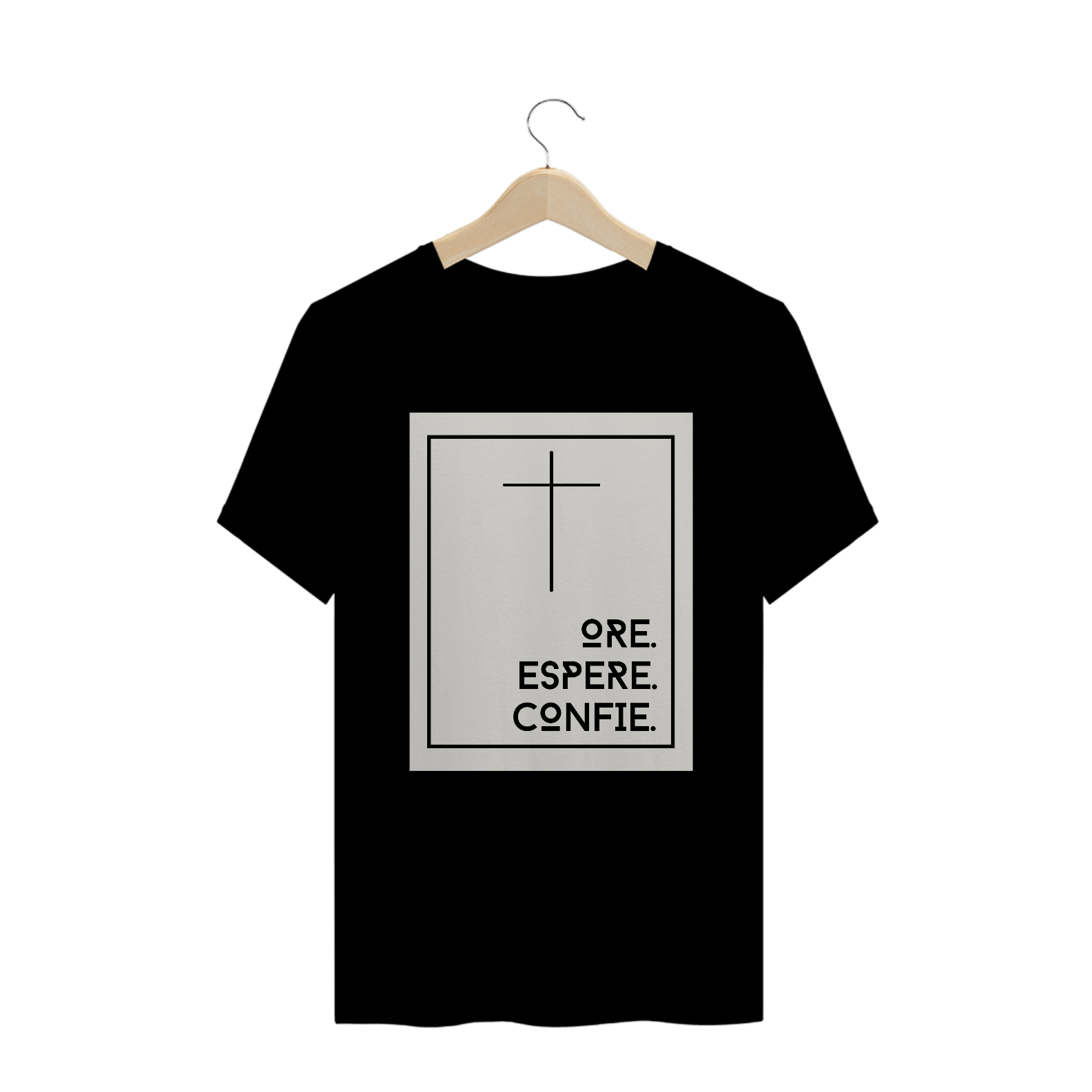 Nome do produto: Camiseta T-Shirt Gospel - Ore Espere Confie