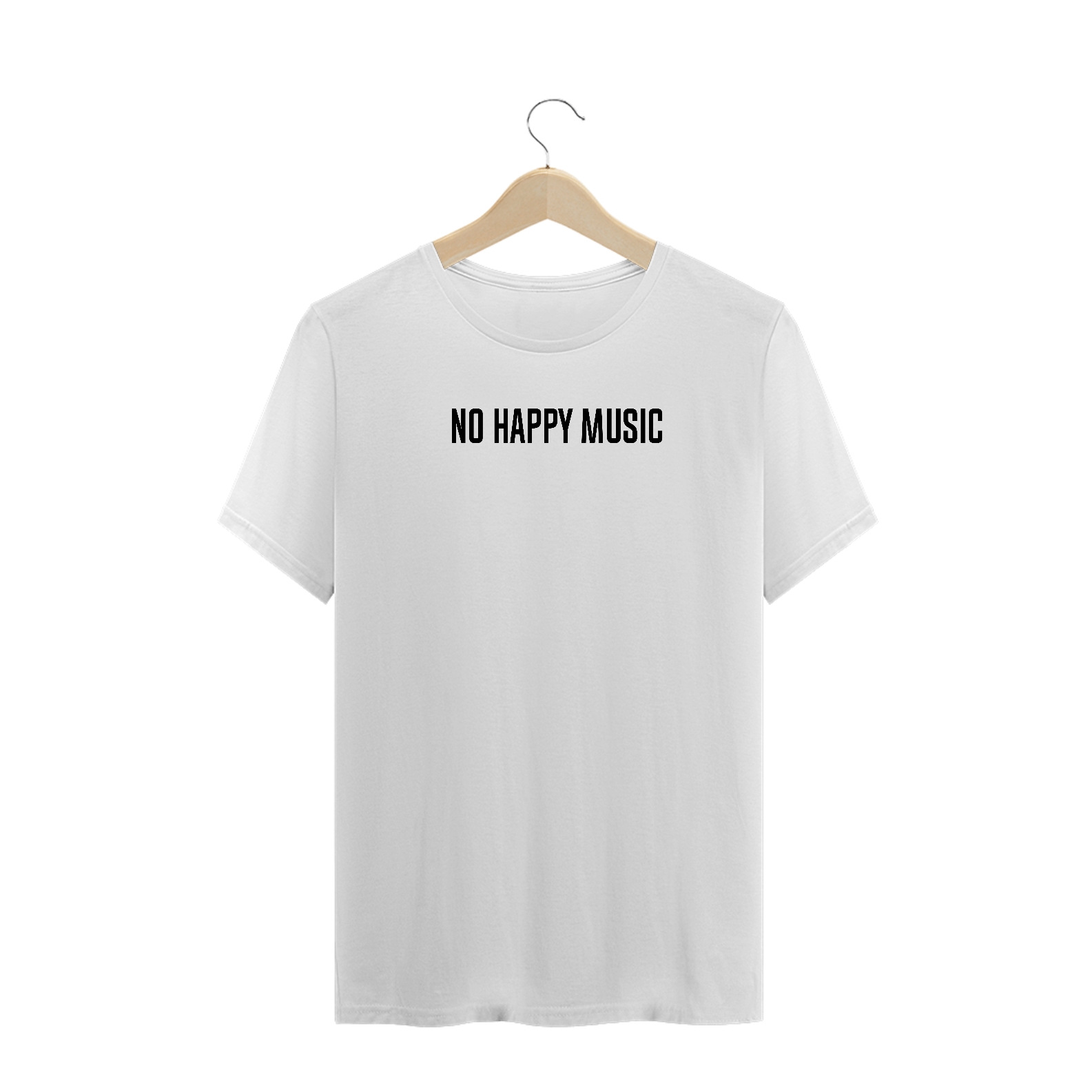 Nome do produto: Camiseta No Happy Music Branca Unissex