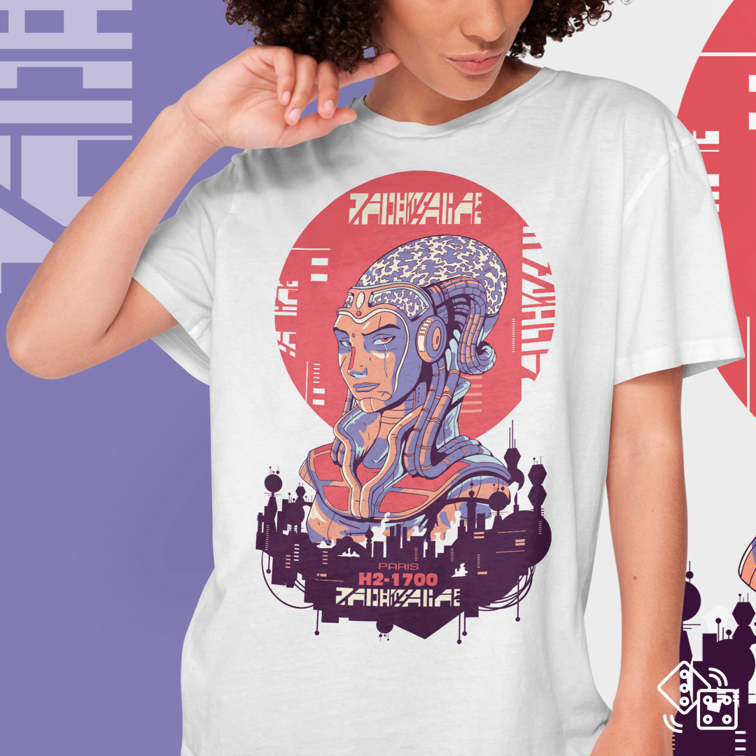 Nome do produto: Camiseta feminina cyberpunk Paris