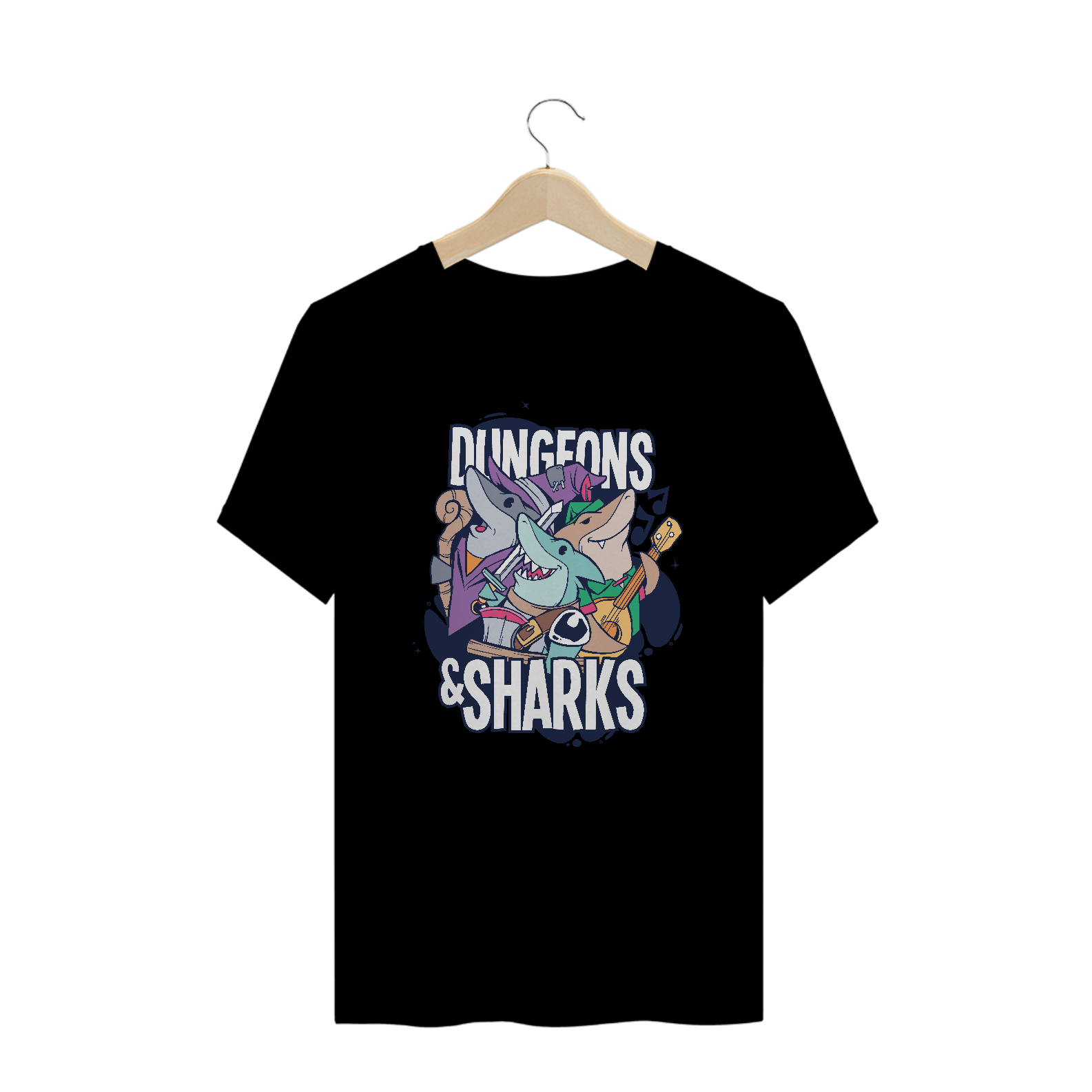 Nome do produto: Camiseta masculina Dungeons & Sharks