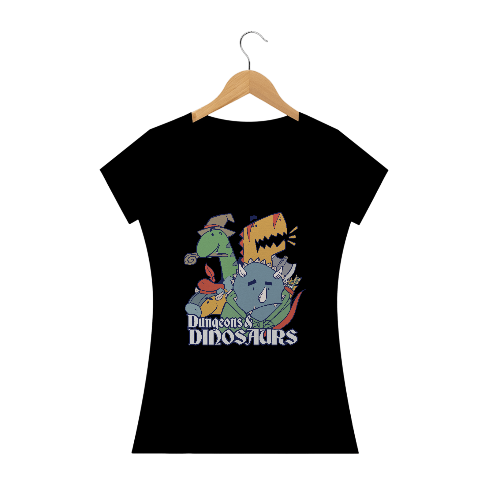 Nome do produto: Camiseta feminina Dungeons & Dinosaurs
