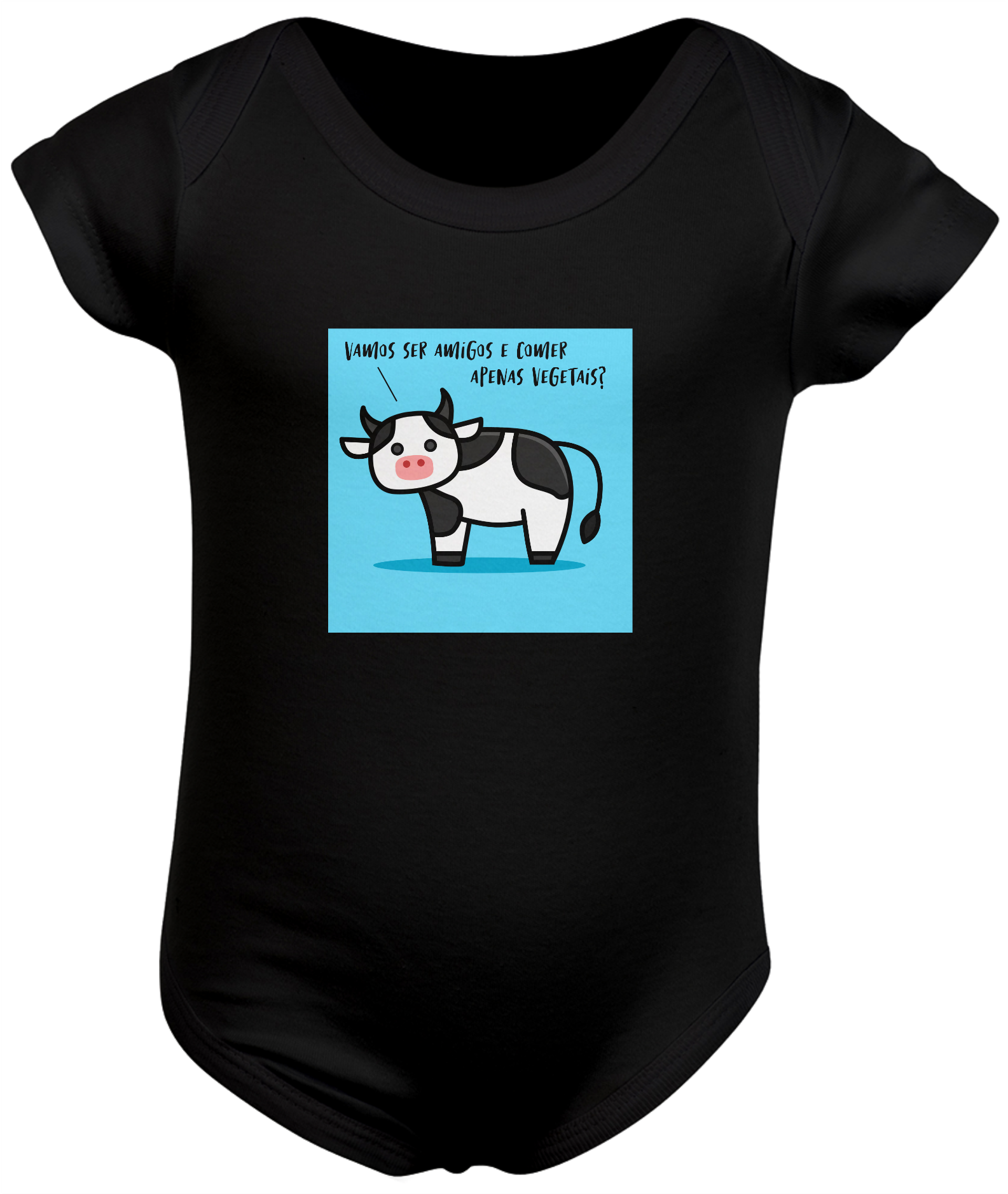 Nome do produto: Body bebê Vamos ser amigos e comer apenas vegetais?