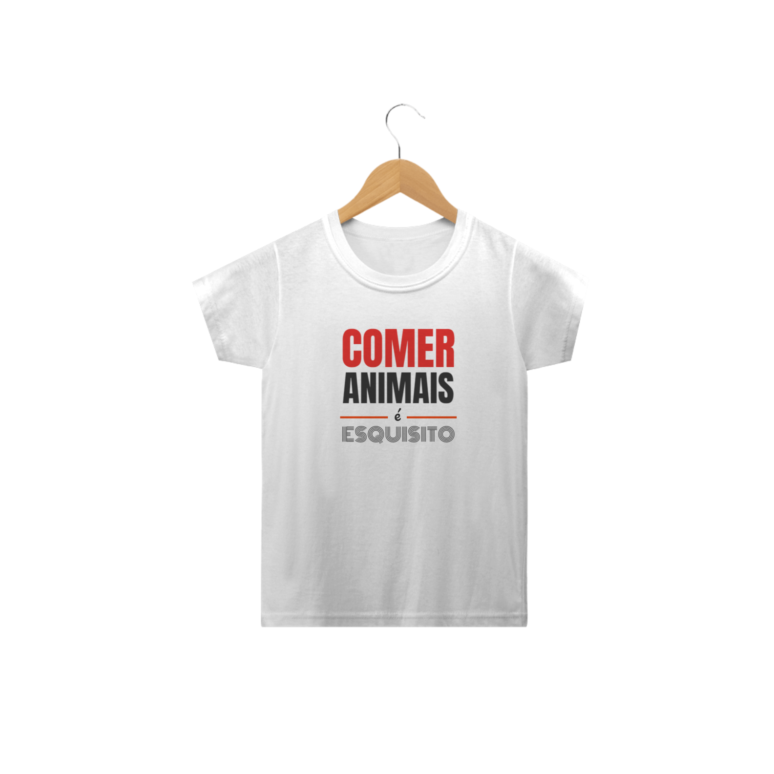 Nome do produto: Camiseta Comer animais é esquisito. Tam: 2 ao 14.