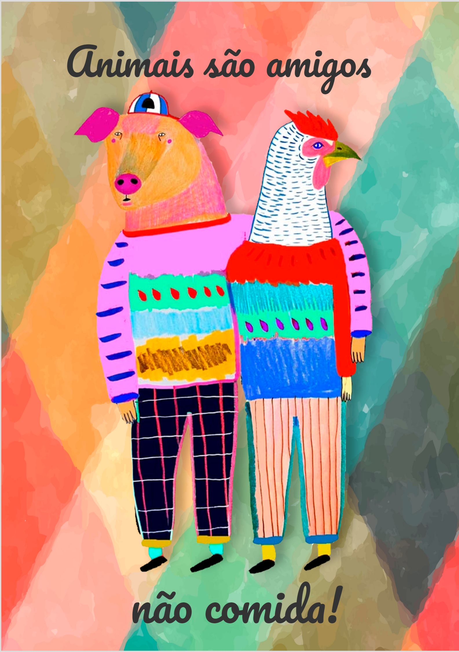 Nome do produto: Poster A3 Animais são amigos, não comida!