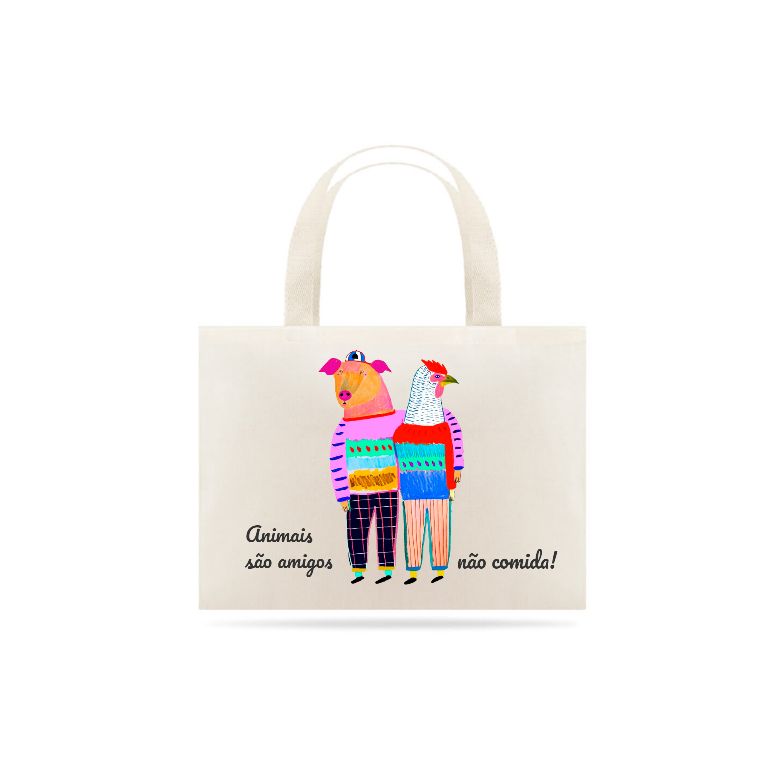 Nome do produto: Bolsa para o adulto: Animais são amigos, não comida!