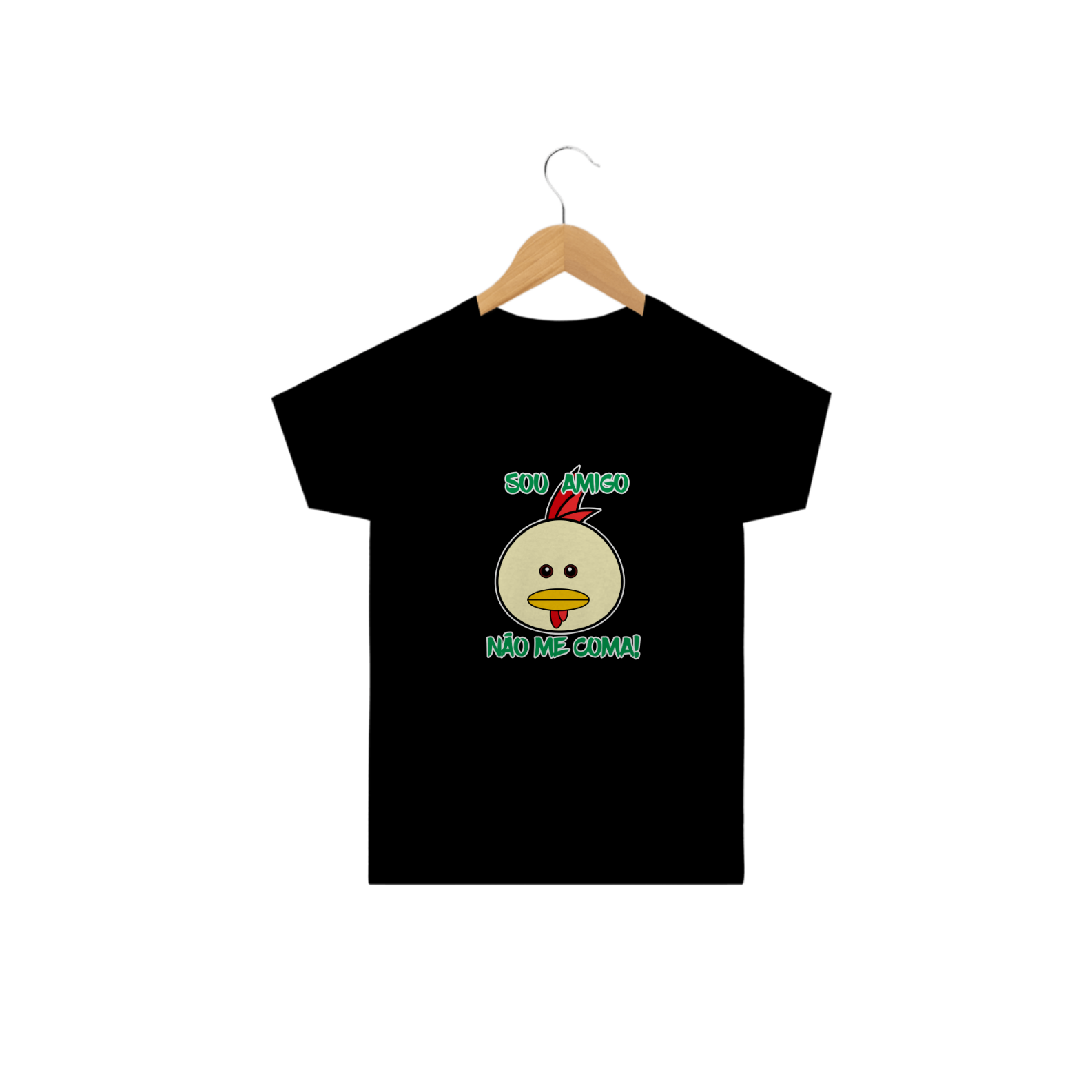 Nome do produto: Camiseta Não me coma - franguinho. Tam: 2 ao 14.