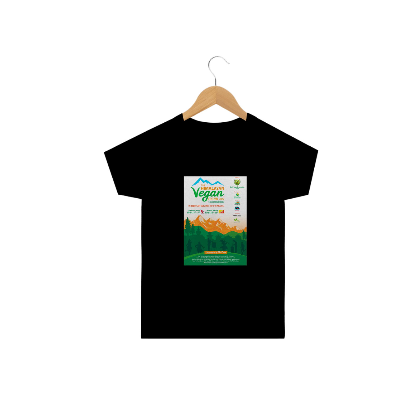 Nome do produto: Camiseta Festival Vegan no Himalaia. Tam: 2 a 14.