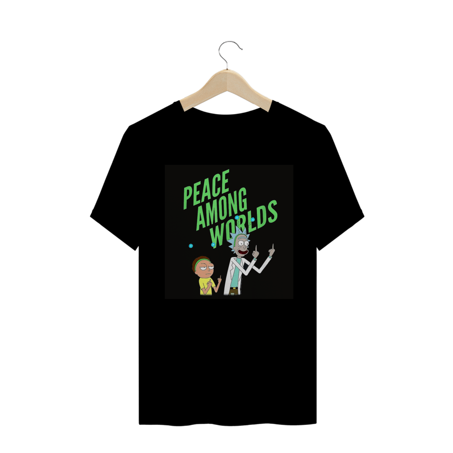 Nome do produto: CAMISA RICK E MORTY PEACE AMONG WORLDS