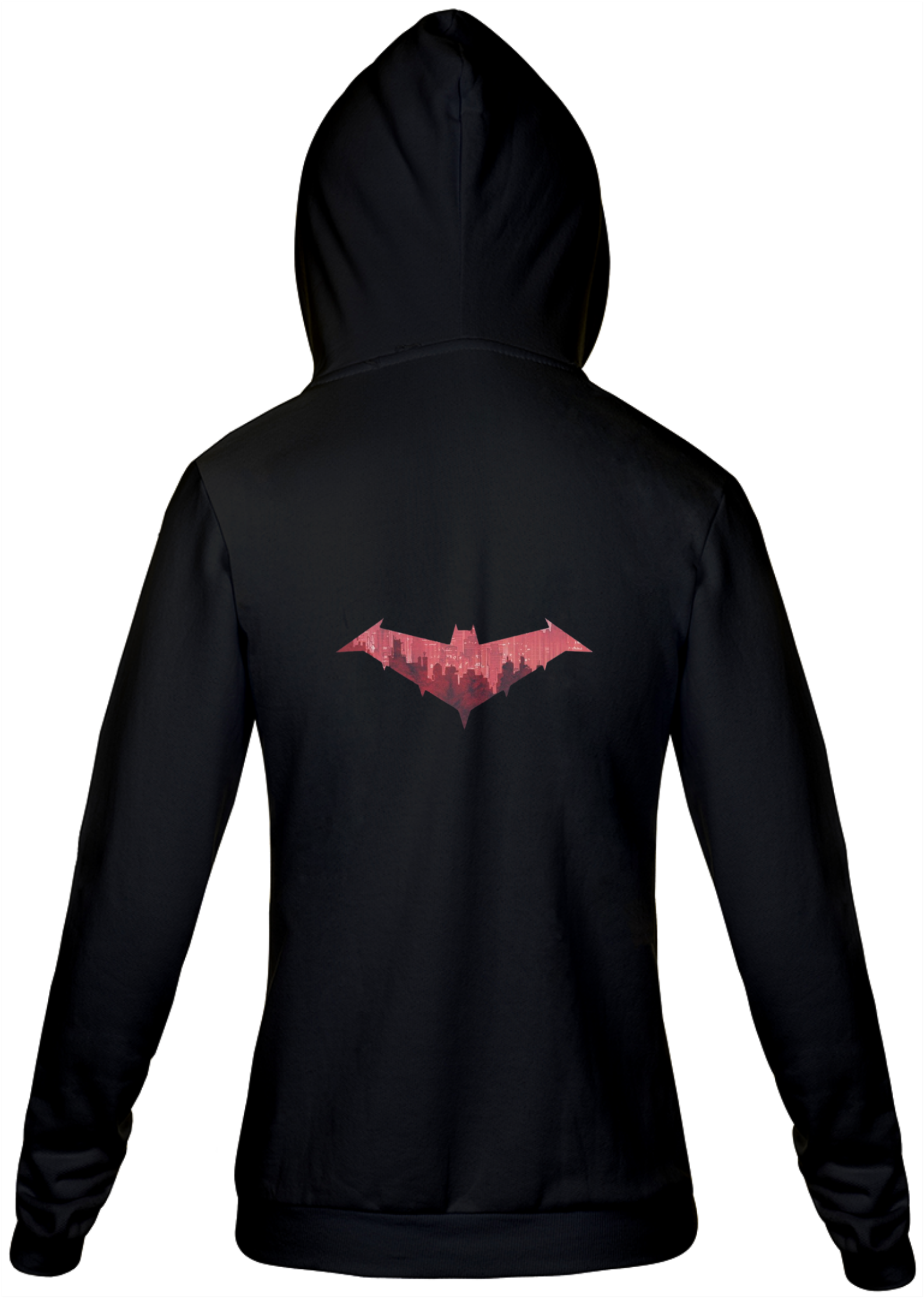 Nome do produto: Moletom com zíper UNISSEX Capuz Vermelho Emblema Gotham City