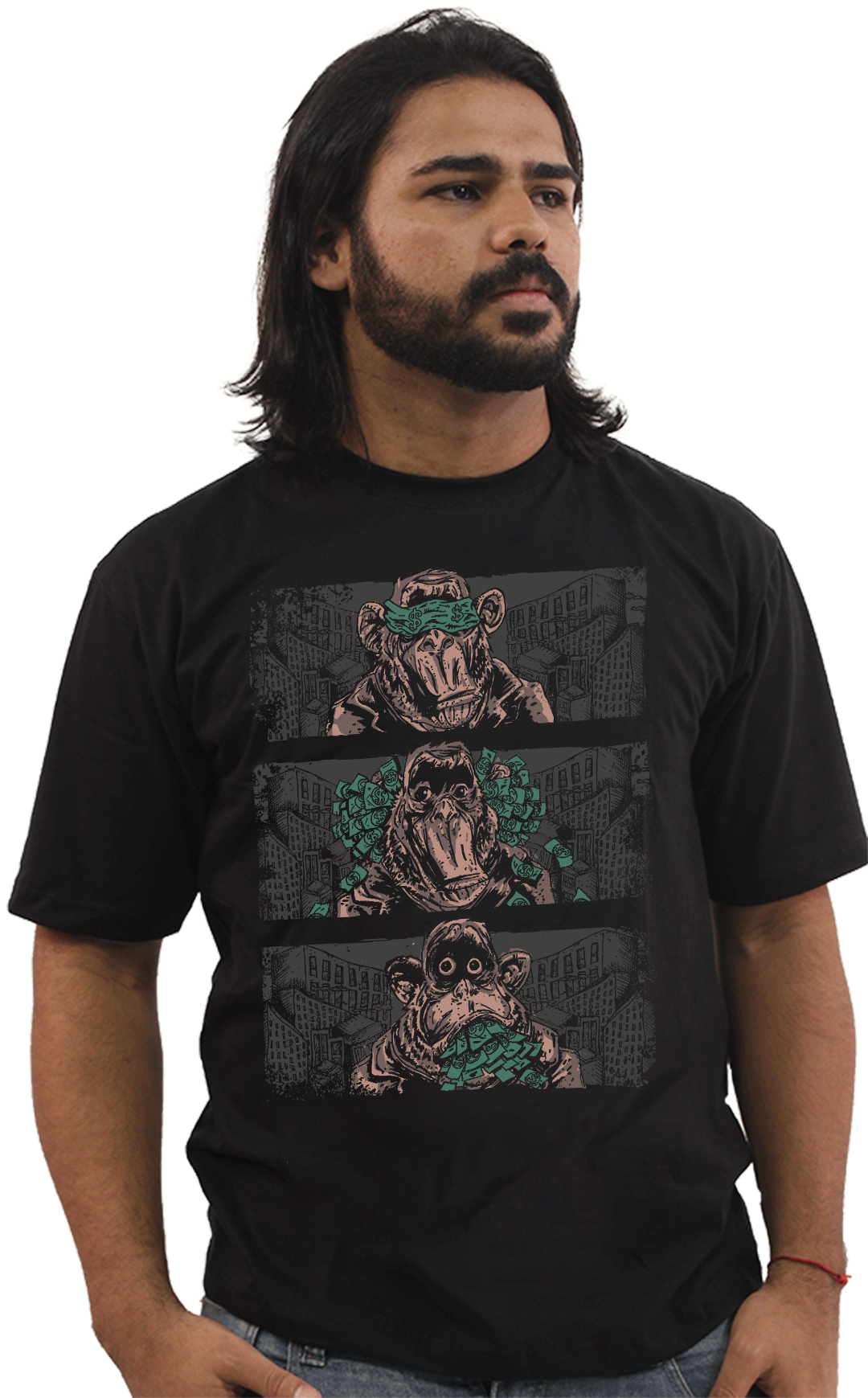 Nome do produto: Camiseta Cego, Surdo e Mudo