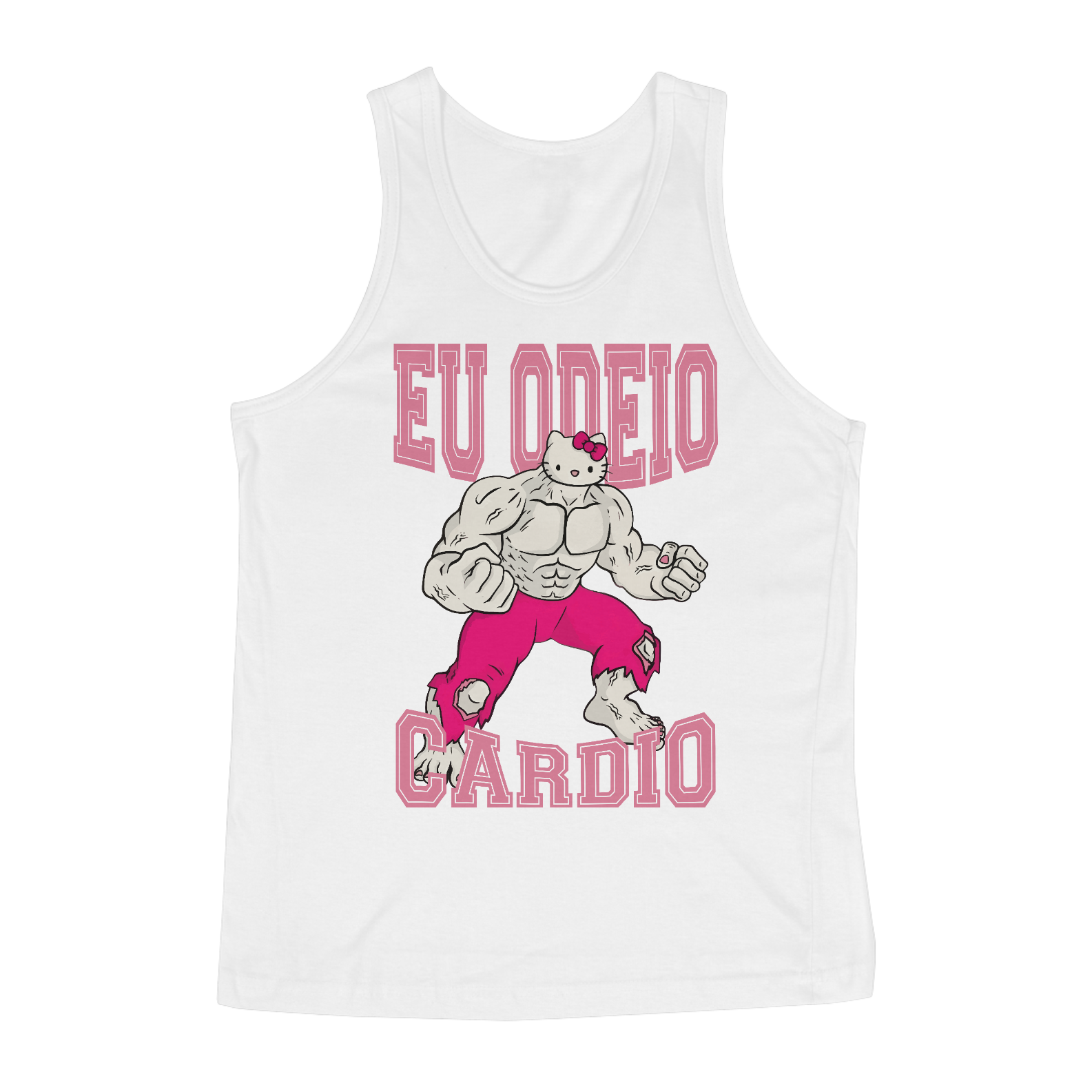 Nome do produto: CAMISETA REGATA MAROMBA HELLO KITTY ODEIO CARDIO