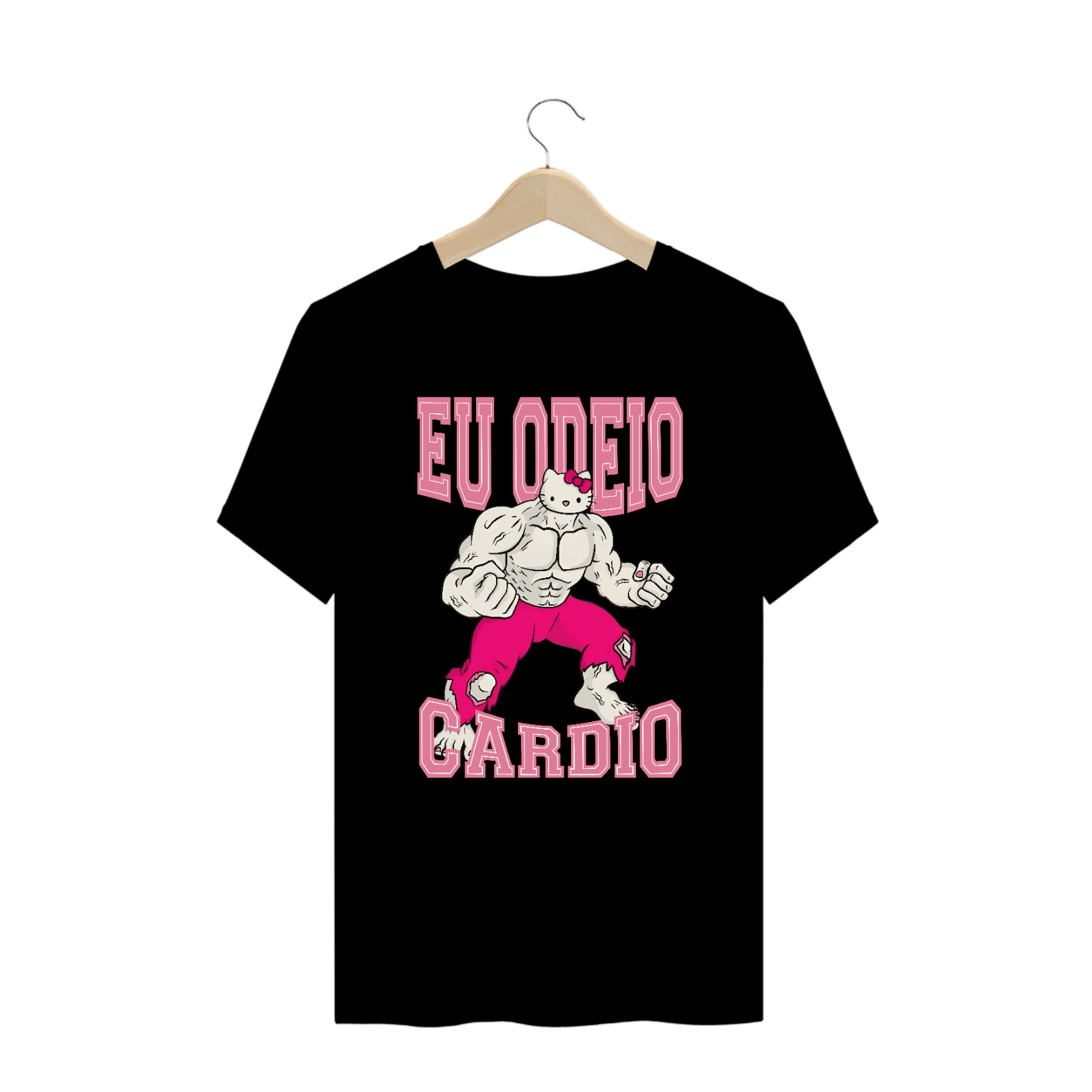 Nome do produto: CAMISETA PLUS SIZE MAROMBA HELLO KITTY ODEIO CARDIO