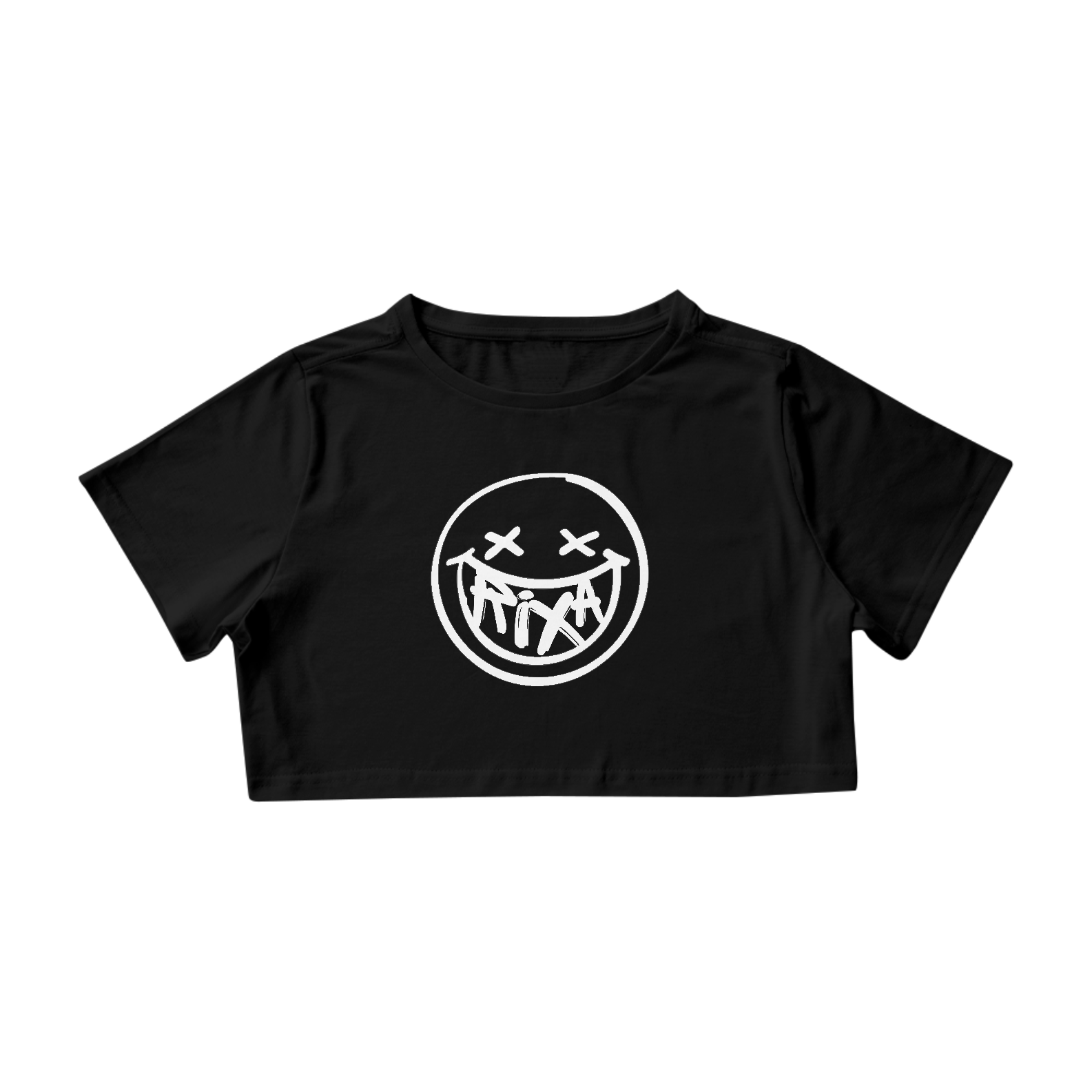 Nome do produto: Cropped Preto - Smile Branco
