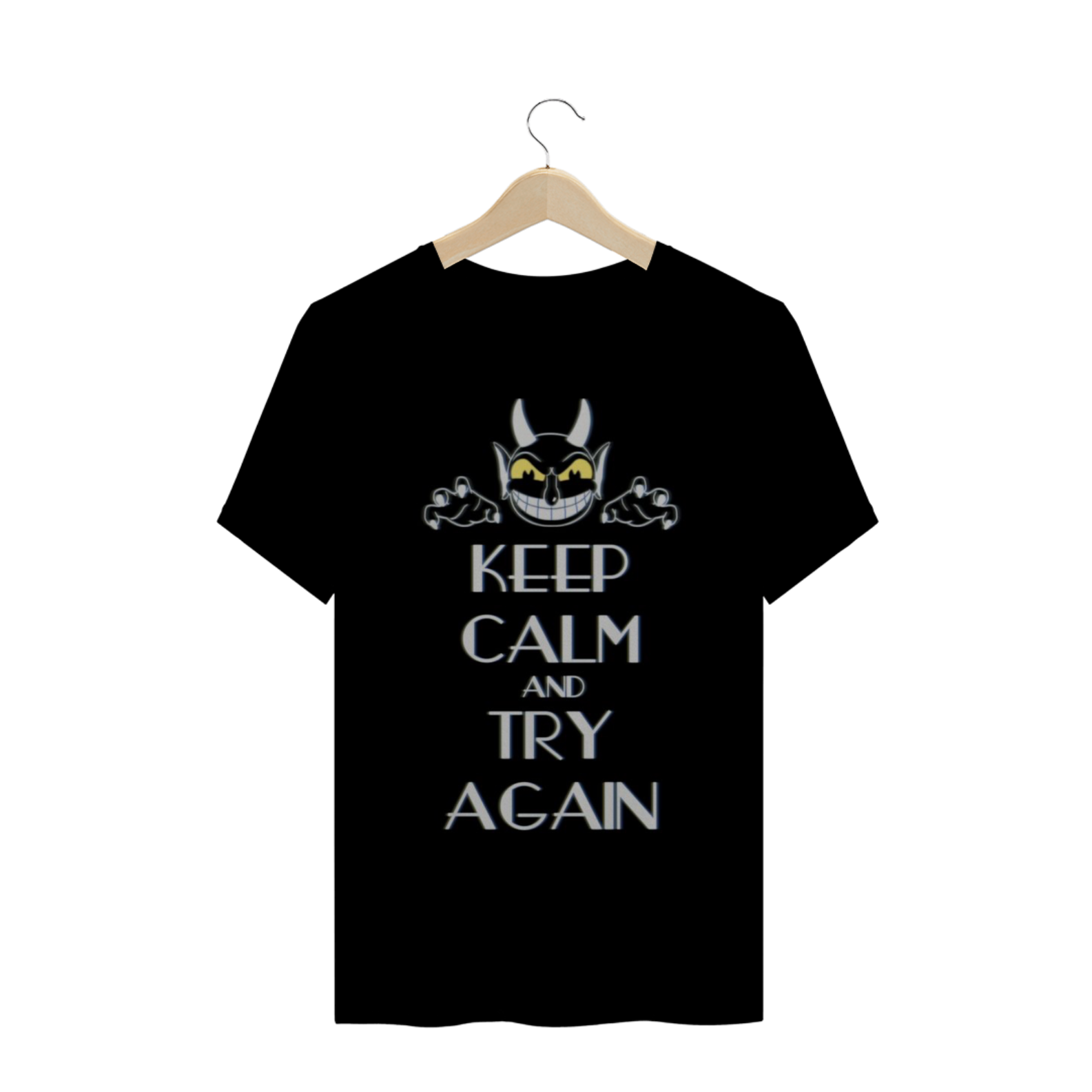 Nome do produto: Cuphead Keep calm and try again - T-shirt Quality