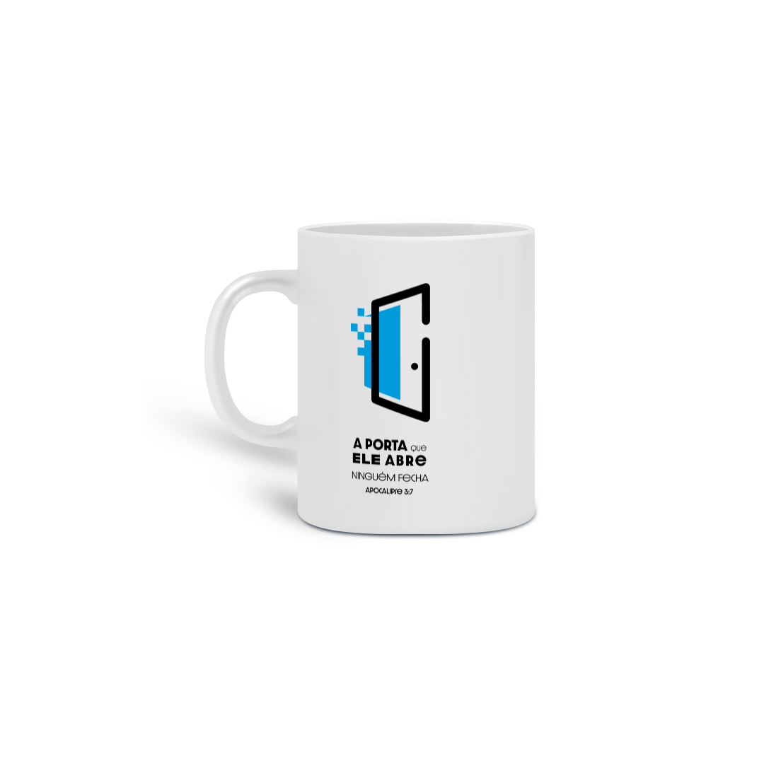Nome do produto: CANECA EM CERAMICA - A PORTA (BLUE)