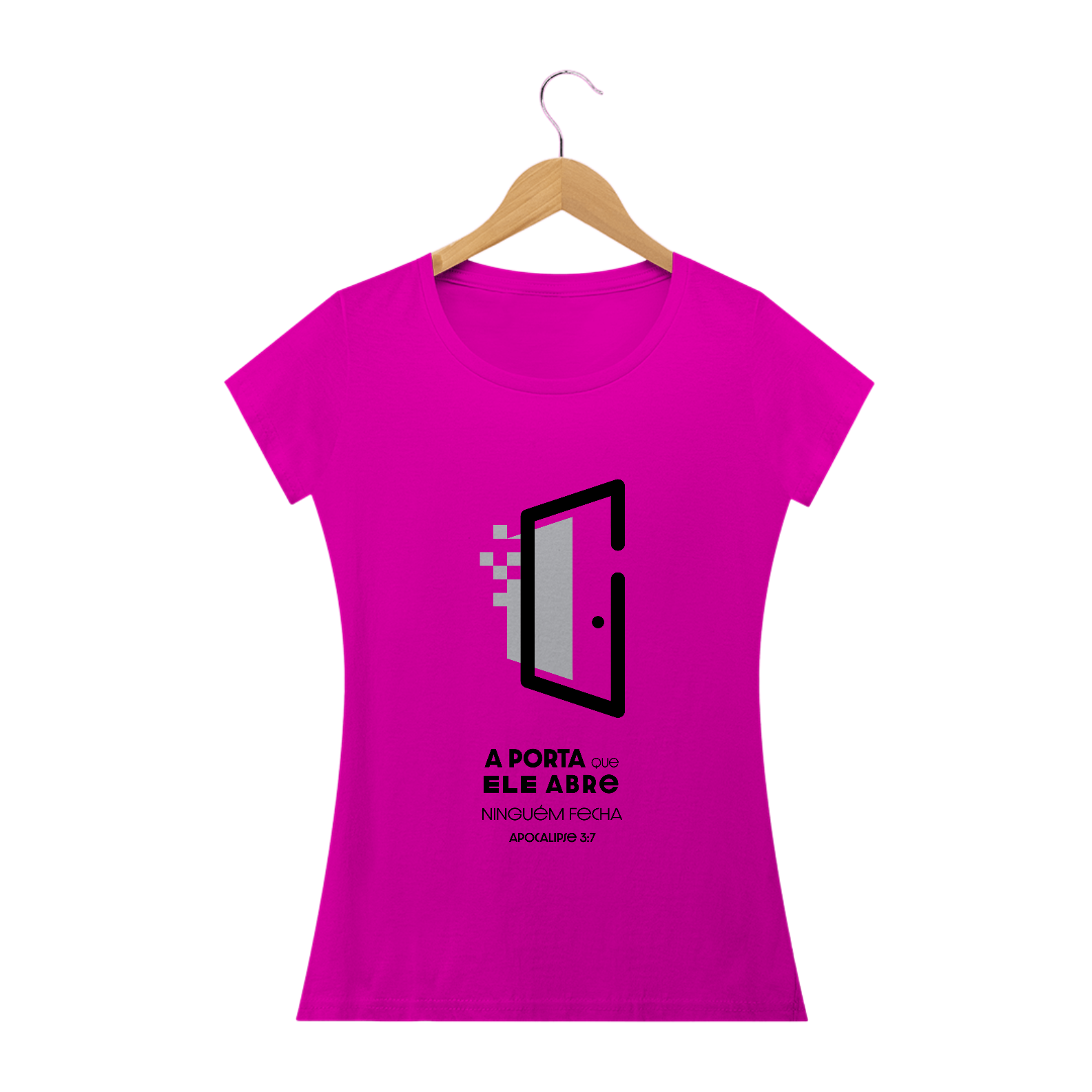 Nome do produto: T-SHIRT FEMININA - MALHA CLASSICA - A PORTA (BLACK)