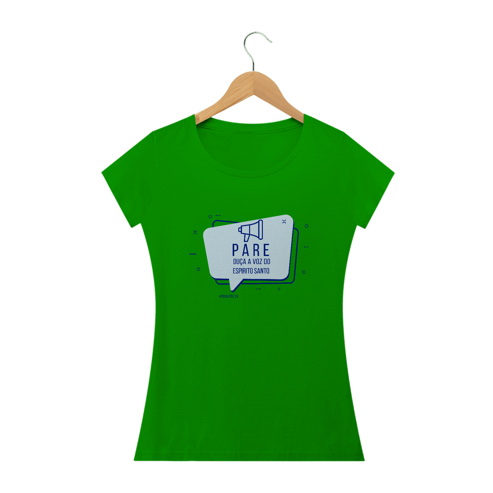 Nome do produto: T-SHIRT FEMININA - MALHA CLASSICA - OUÇA (BLUE)