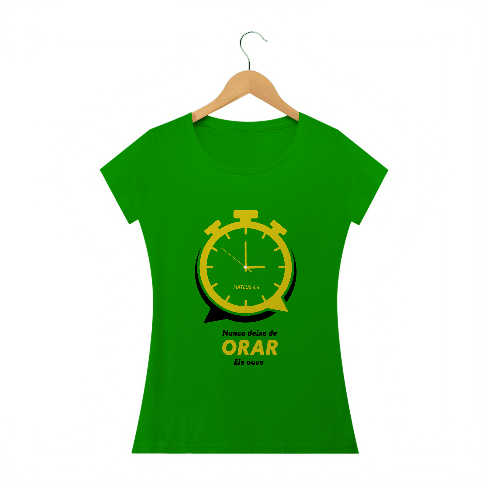 Nome do produto: T-SHIRT FEMININA - MALHA CLASSICA - ORAÇÃO (YELLOW)
