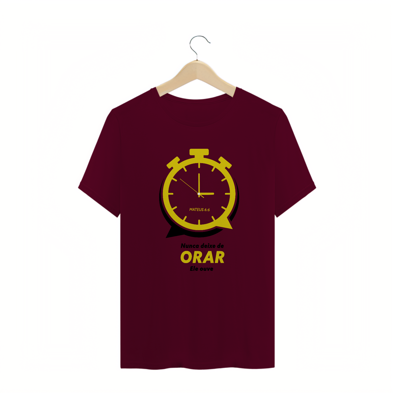 Nome do produto: T-SHIRT MASCULINA - MALHA QUALITY - ORAÇÃO (YELLOW)