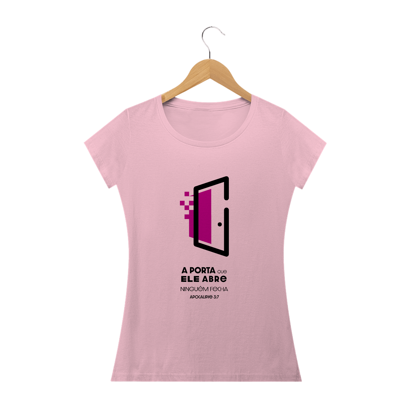 Nome do produto: T-SHIRT FEMININA - MALHA CLASSICA - A PORTA (PINK)