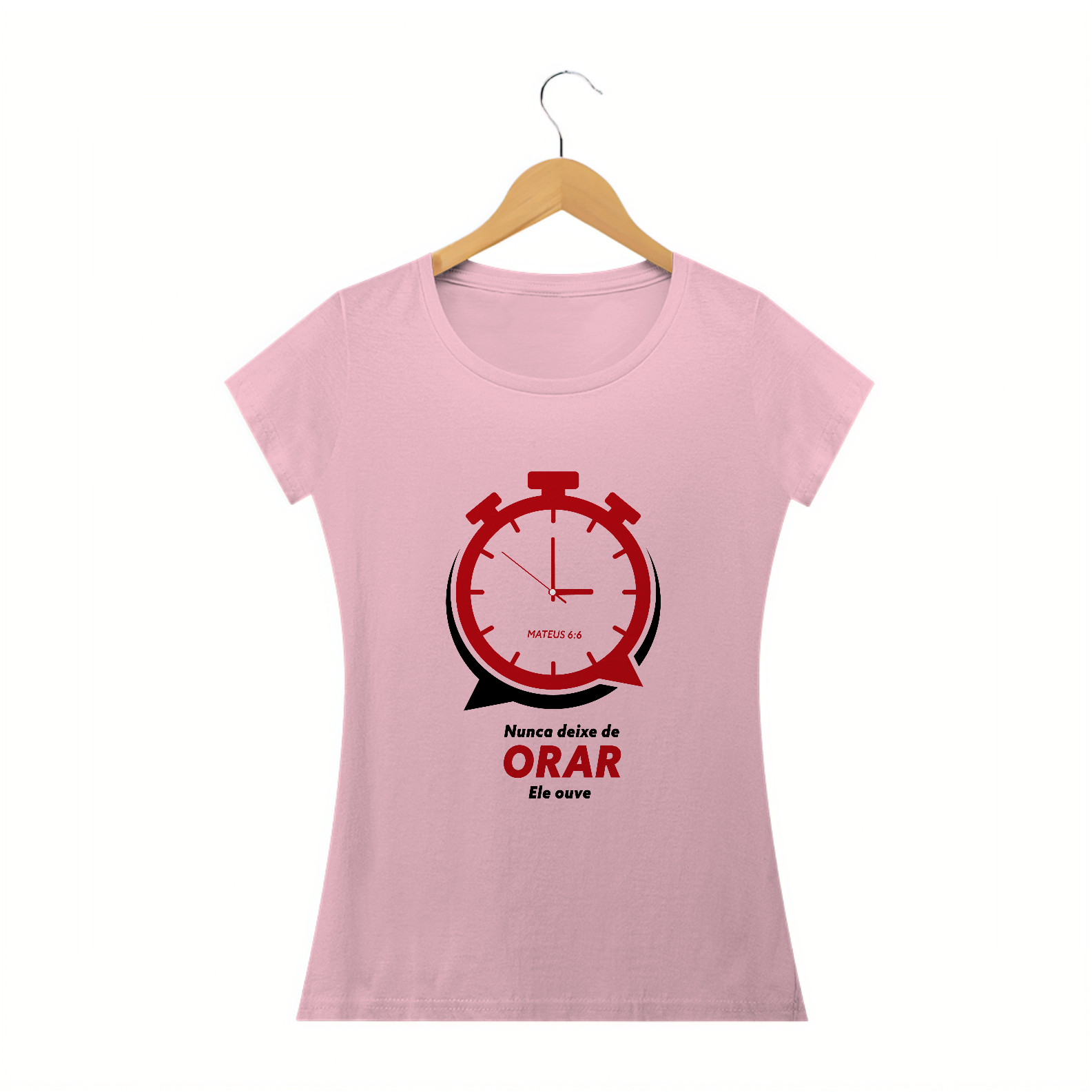 Nome do produto: T-SHIRT FEMININA - MALHA CLASSICA - ORAÇÃO (RED)