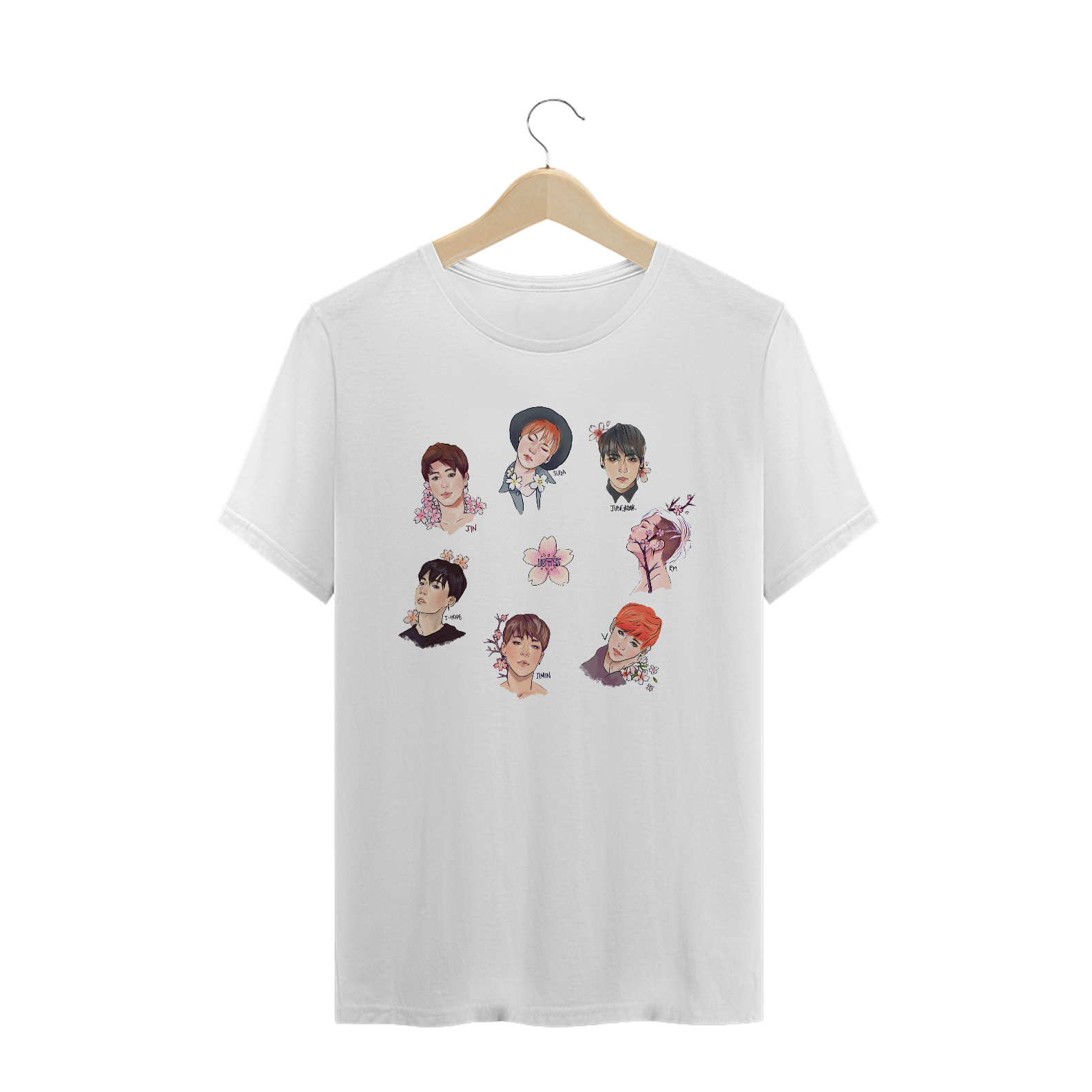 Nome do produto: CAMISETA BTS MEMBROS FLOR