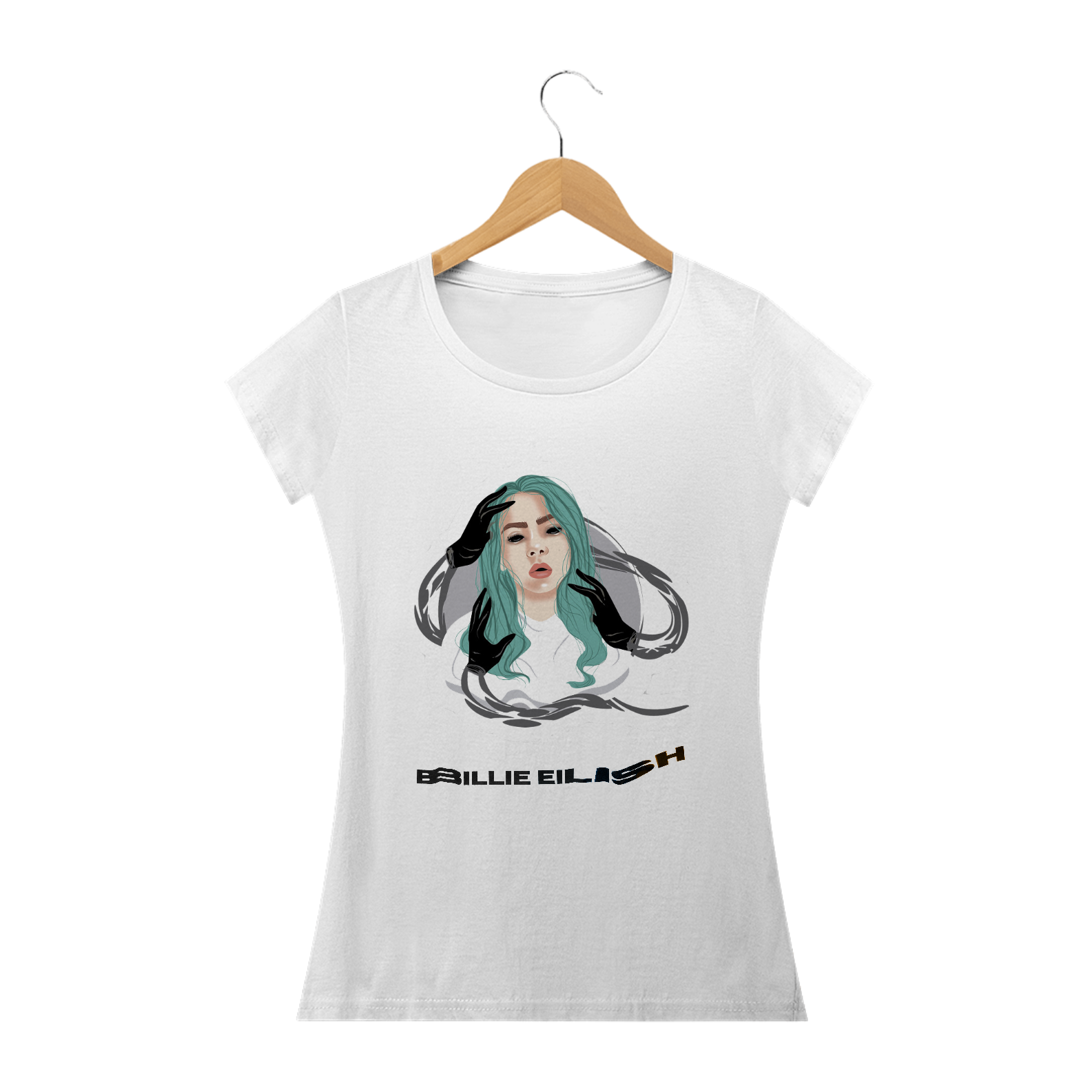 Nome do produto: CAMISETA BABY LONG BILLIE EILISH MÃOS