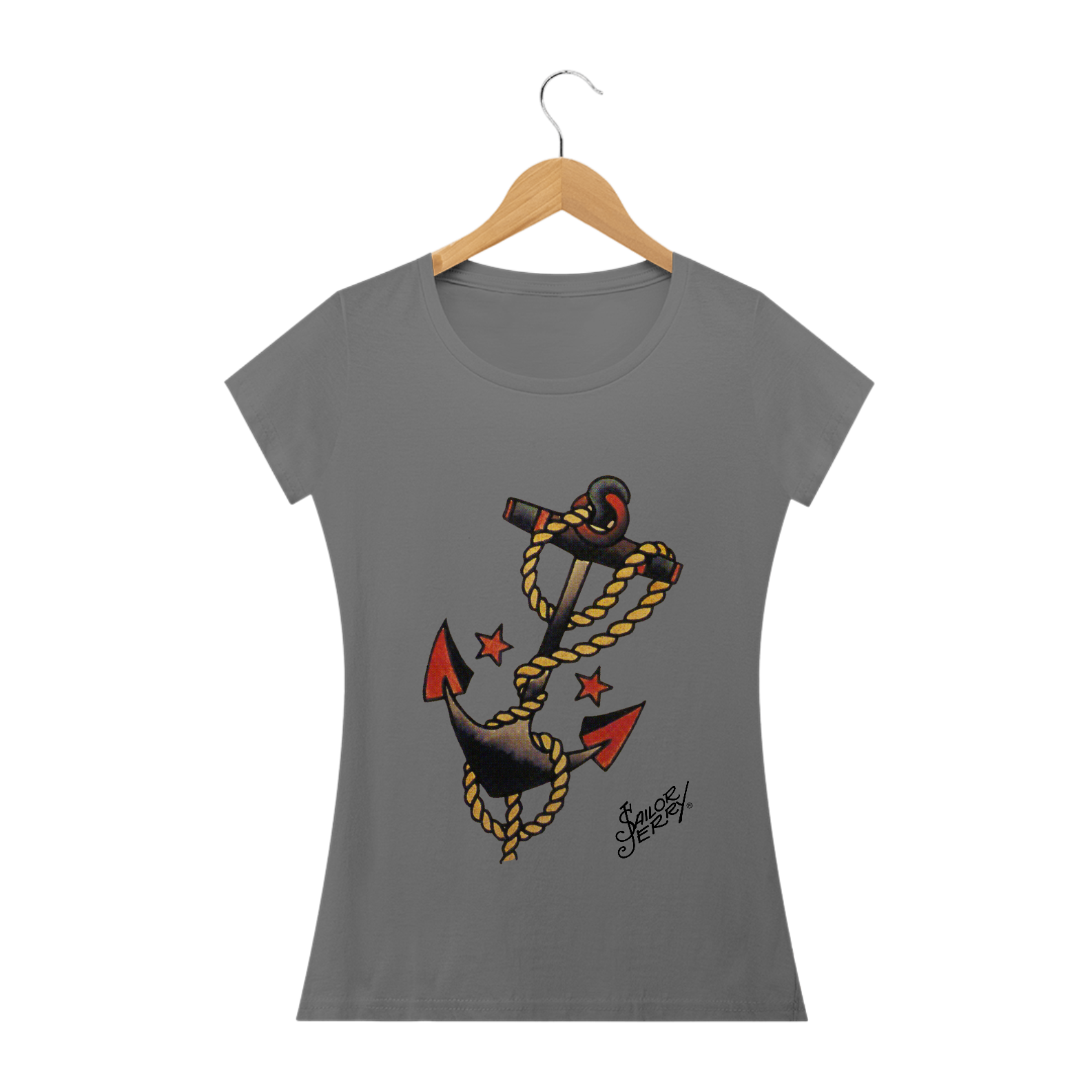 Nome do produto: CAMISETA BABY LONG ESTONADA OLD SCHOOL ÂNCORA