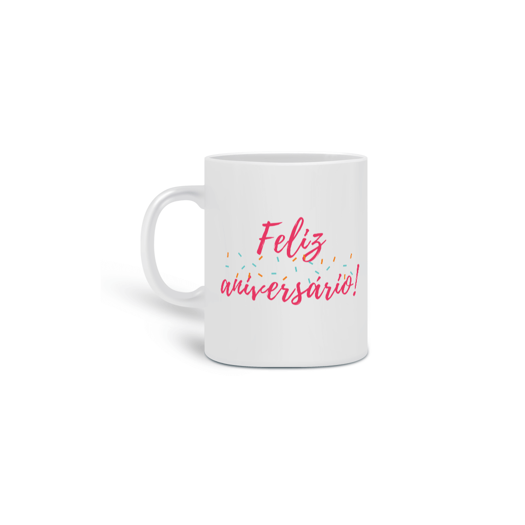 Nome do produto: CANECA FELIZ ANIVERSÁRIO PÁSSARO