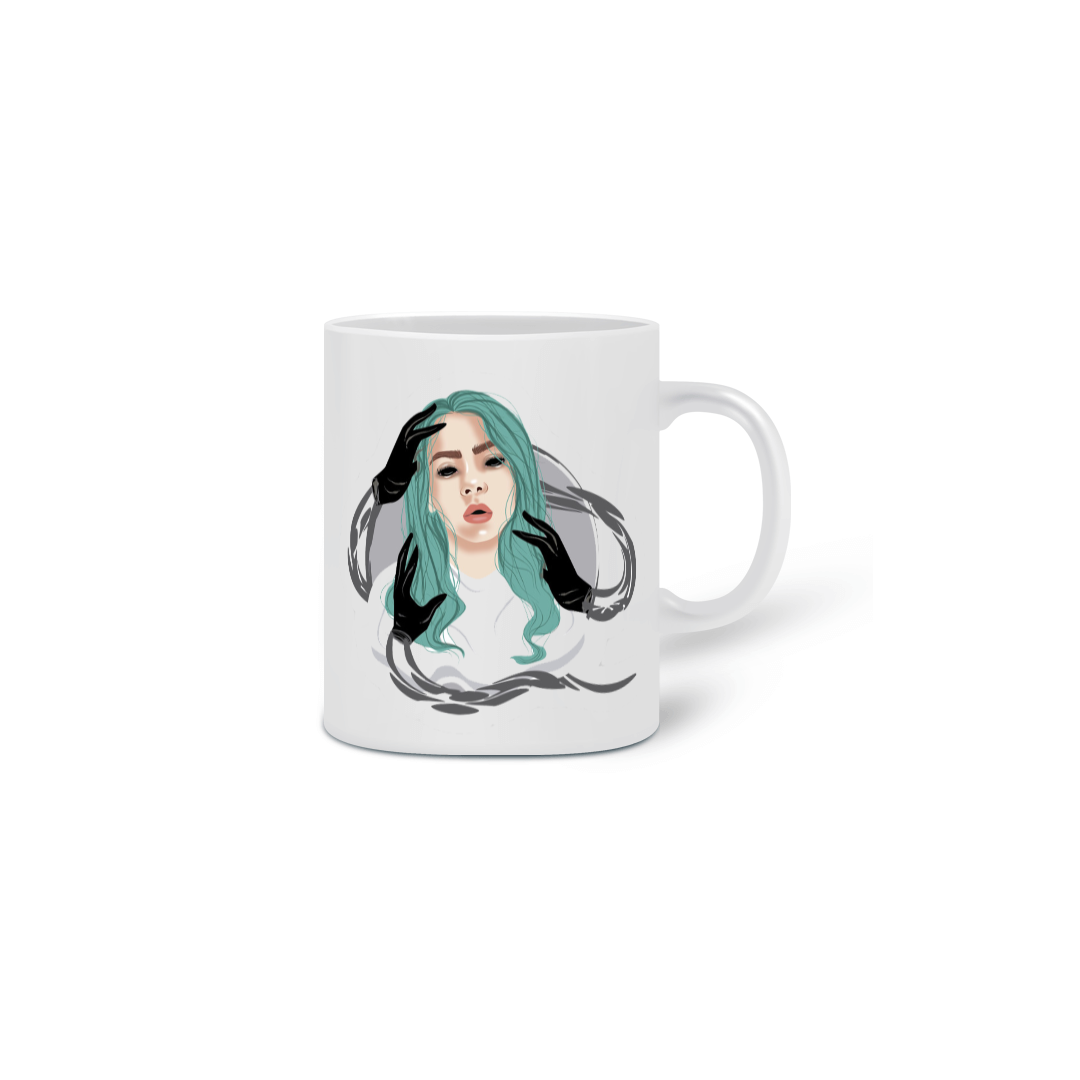 Nome do produto: CANECA BILLIE EILISH LOGO MÃOS CARTOON