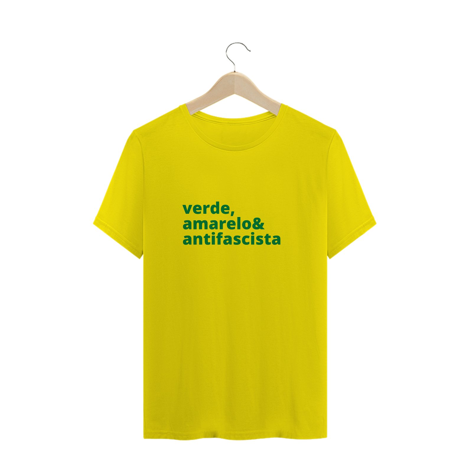 Nome do produto: Camisa Masc. Verde, amarelo & antifascista