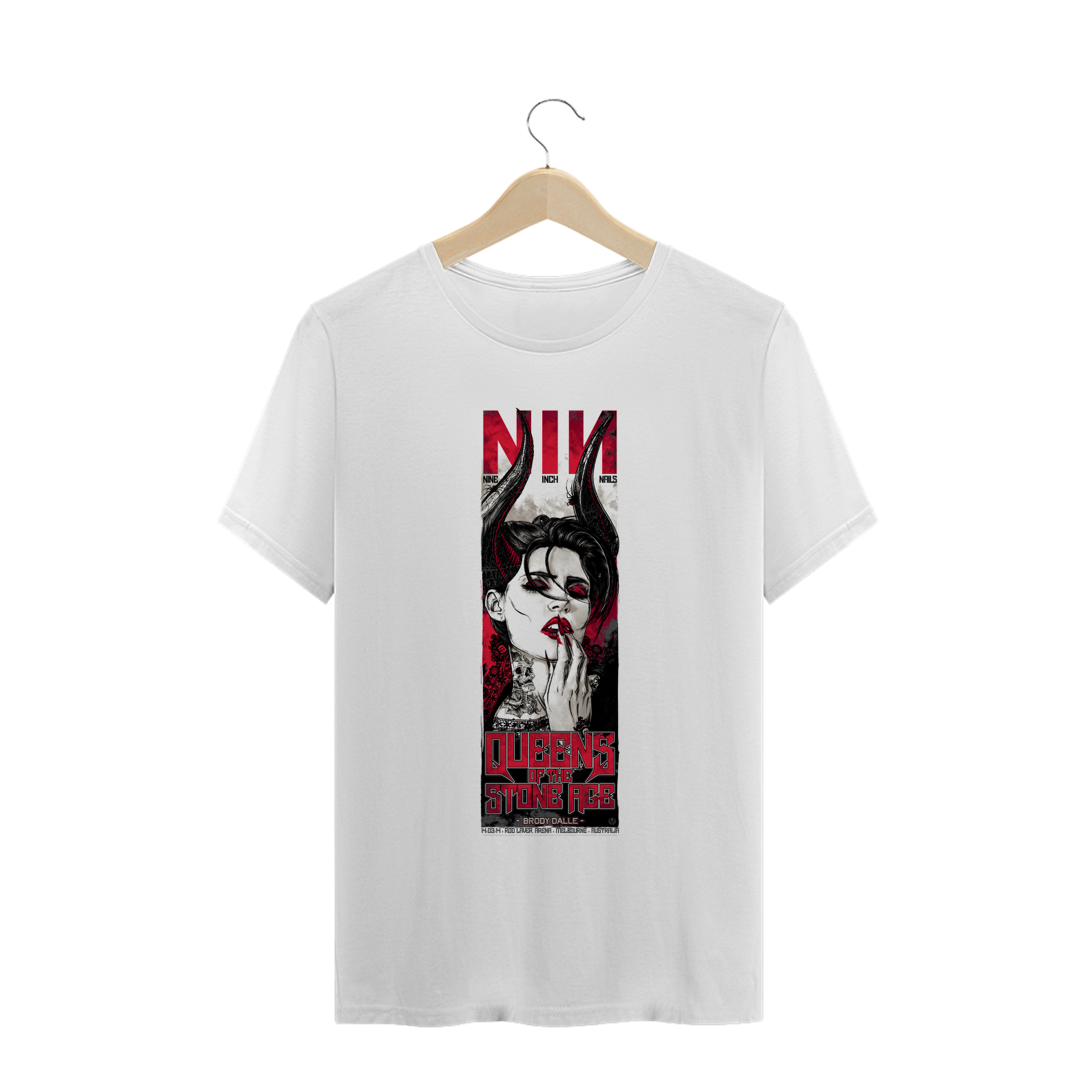 Nome do produto: Camisa - Nine Inch Nails + Queens Of The Stone Age - Malevola