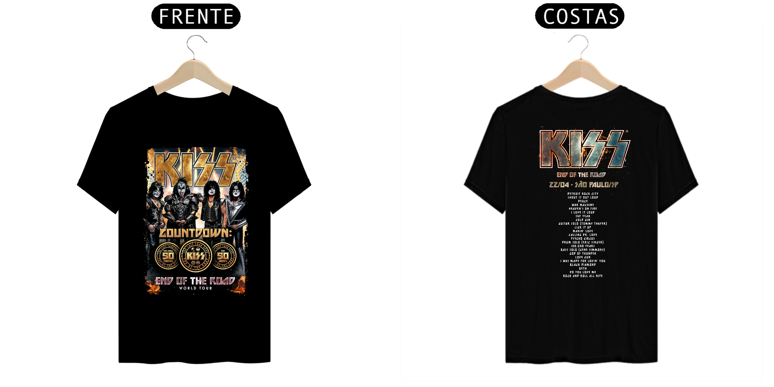 Nome do produto: Camisa Kiss - End Of The Road -  Setlist de São Paulo/SP