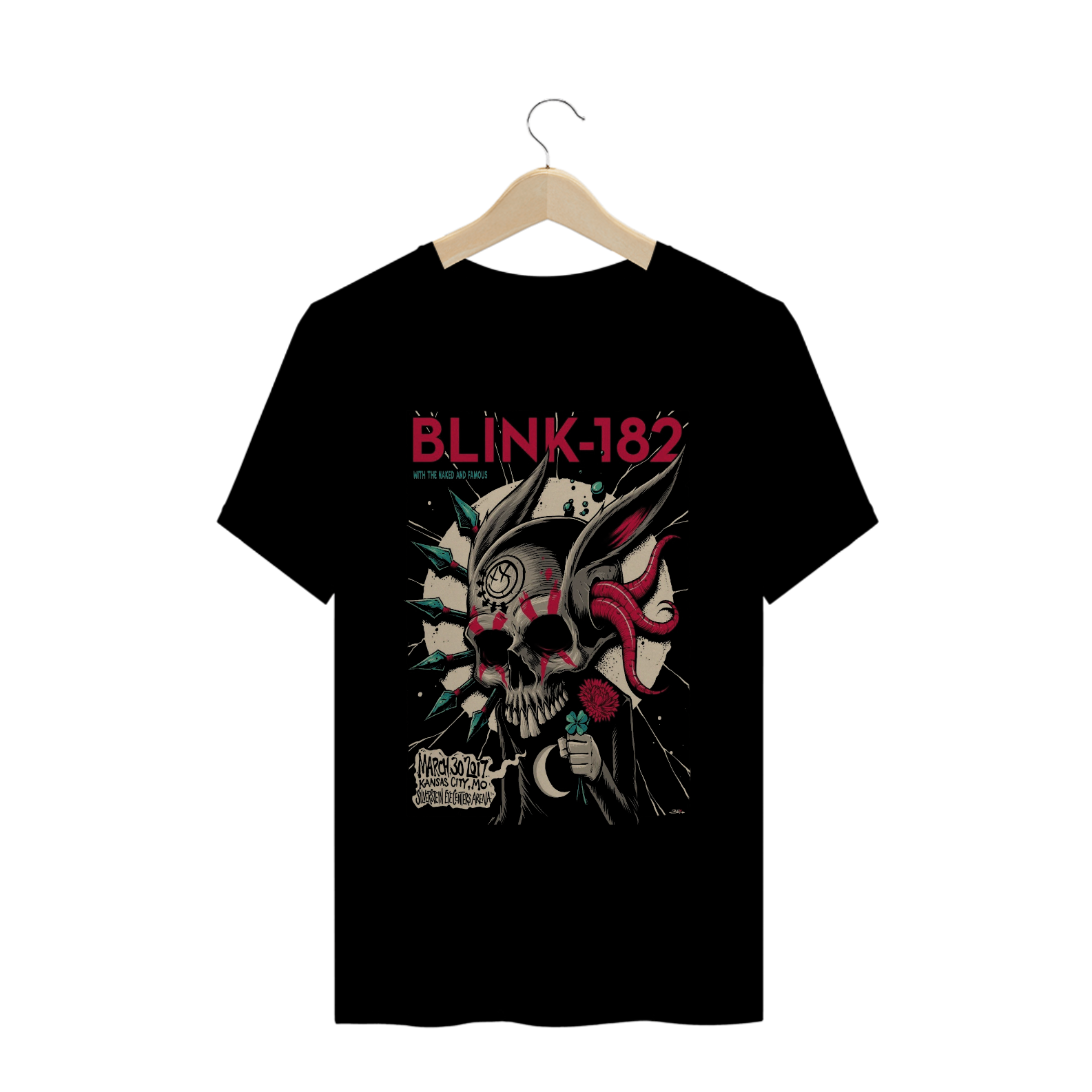 Nome do produto: Camisa Blink-182 - Kansas 2017 - Coelho Caveira