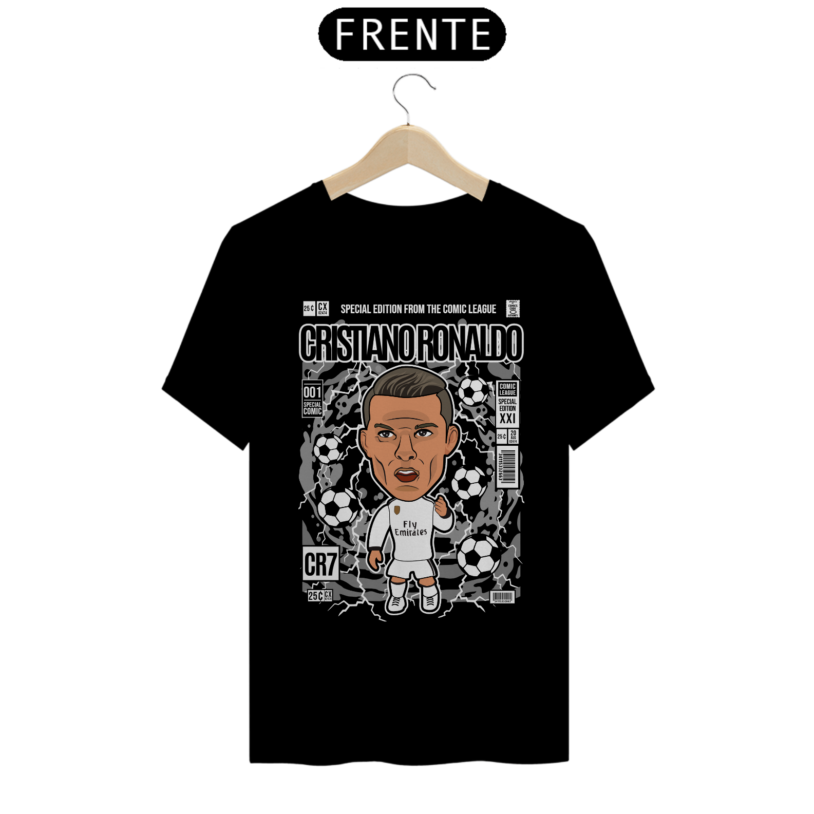 Nome do produto: Camiseta Cristiano Ronaldo Comic League CR7