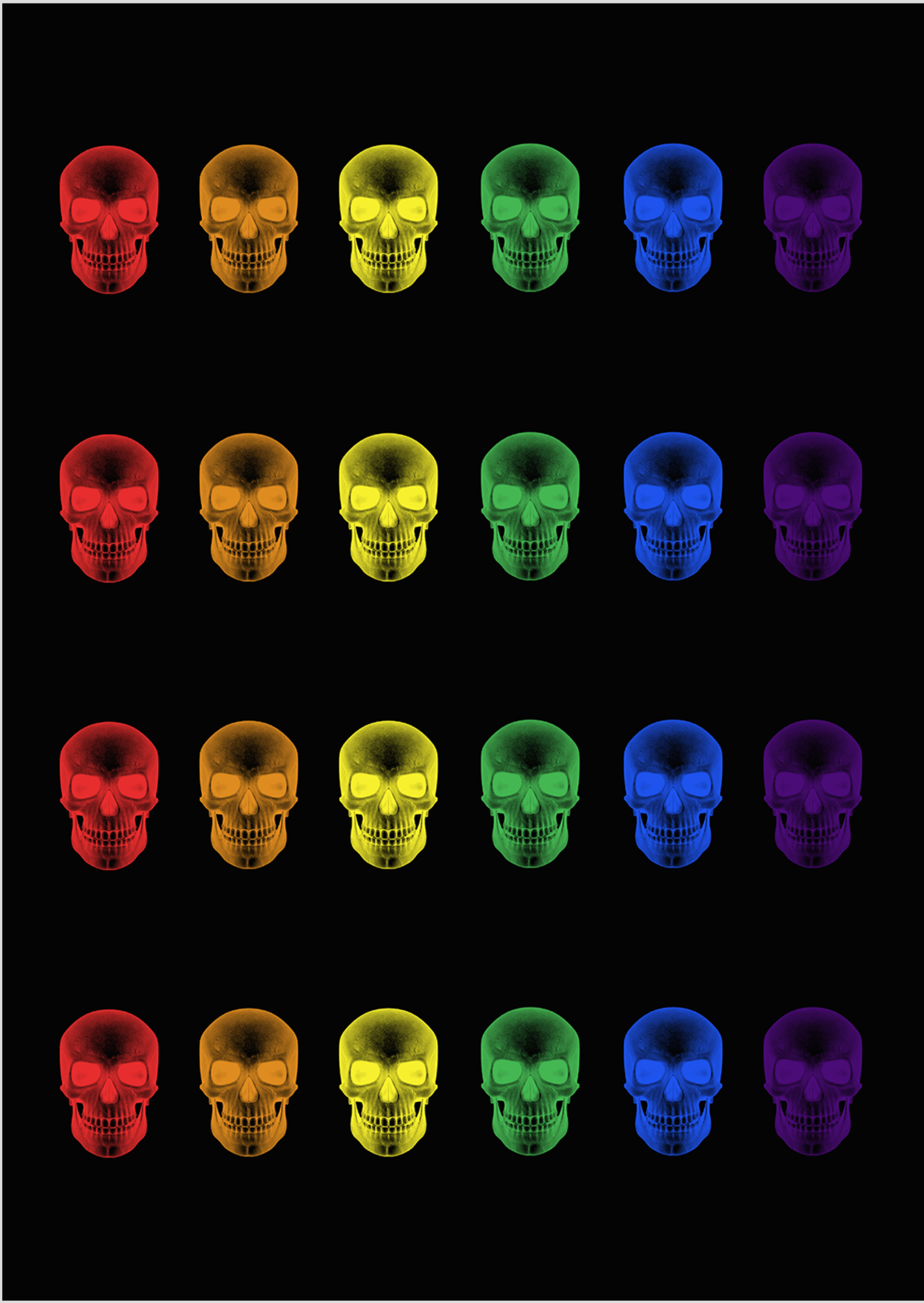 Nome do produto: Poster Caveira Neon Colorida